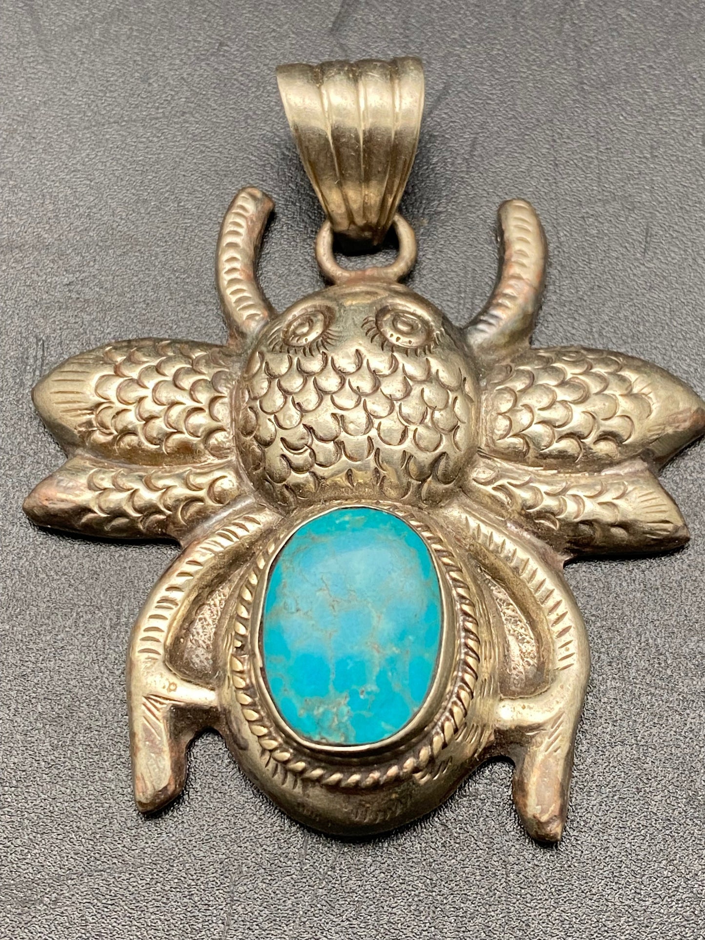 Bug pendant, turquoise,handcrafted,tibetan silver, ethnic design,Nepalese