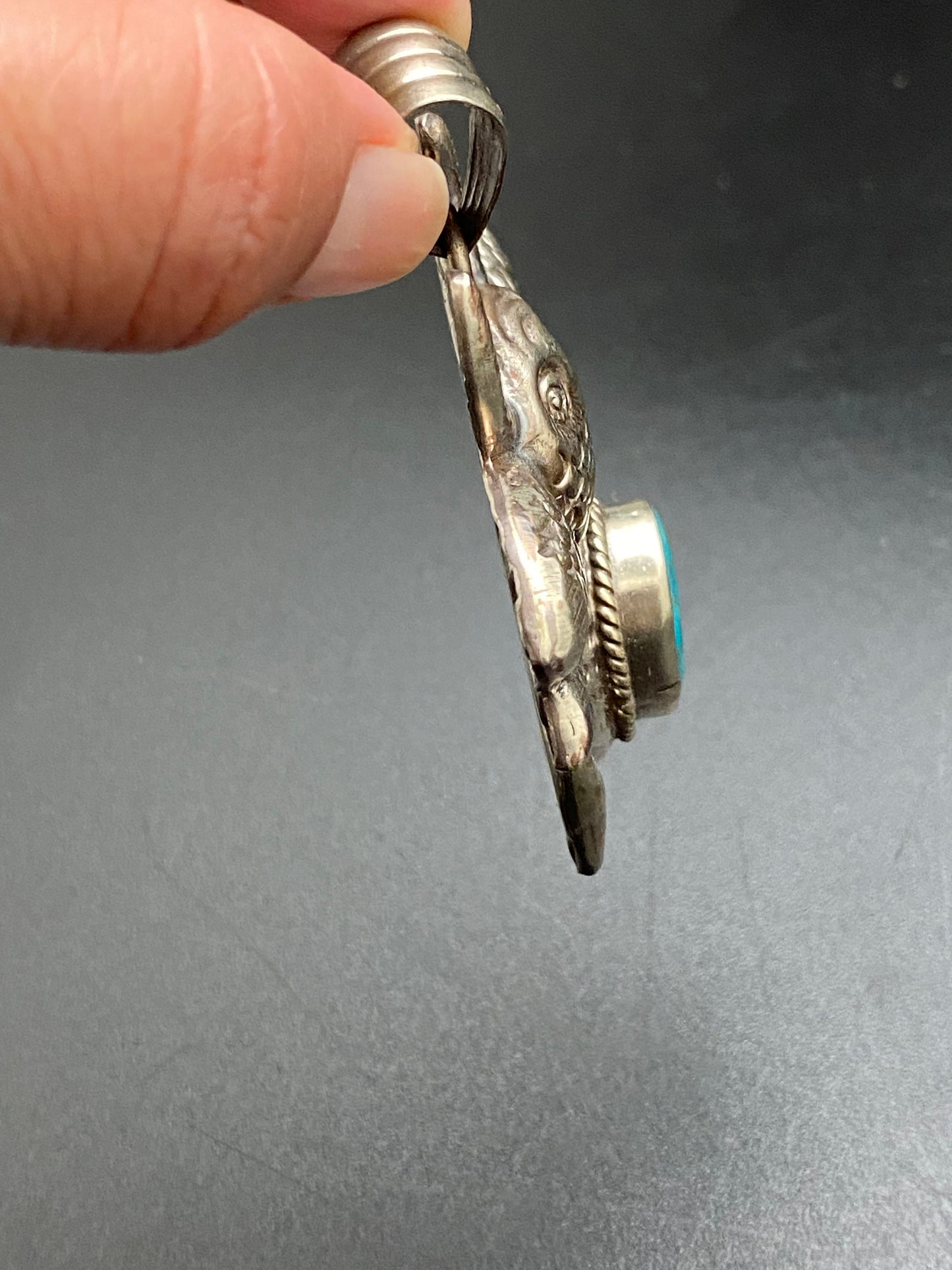 Bug pendant, turquoise,handcrafted,tibetan silver, ethnic design,Nepalese