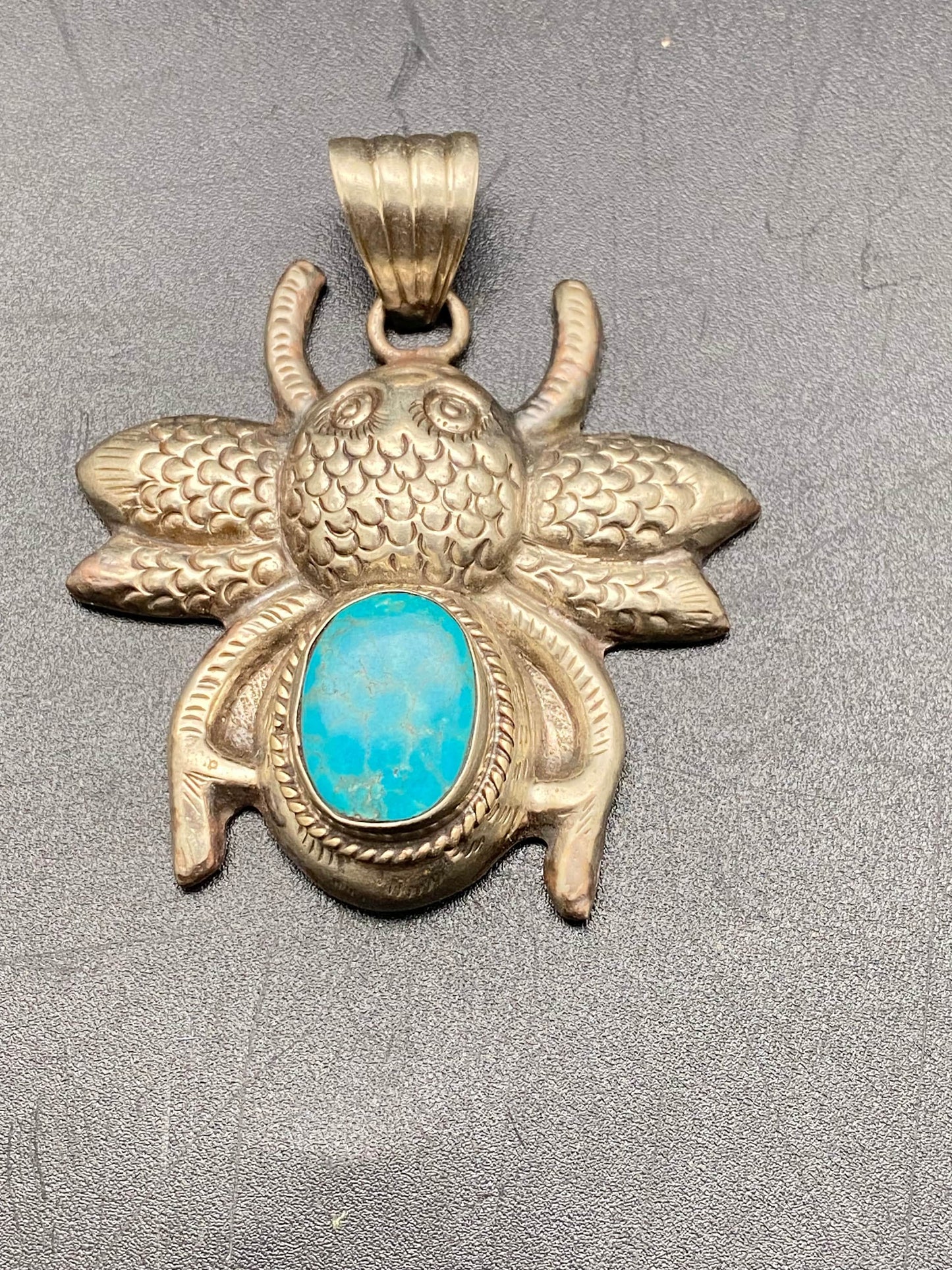 Bug pendant, turquoise,handcrafted,tibetan silver, ethnic design,Nepalese