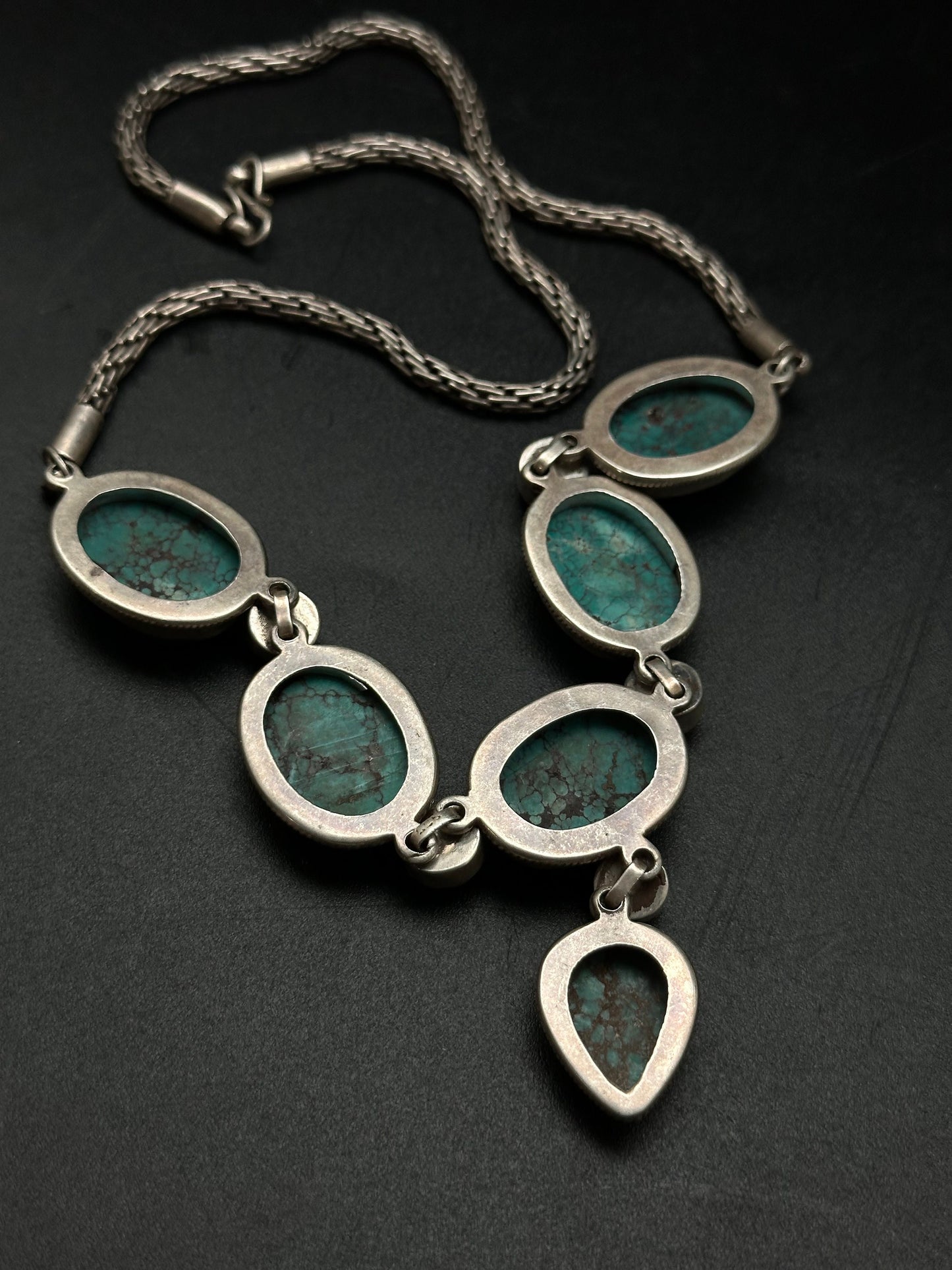 Tibetan turquoise necklace, natural turquoise and cot, sterling silver master handcrafted from nepal