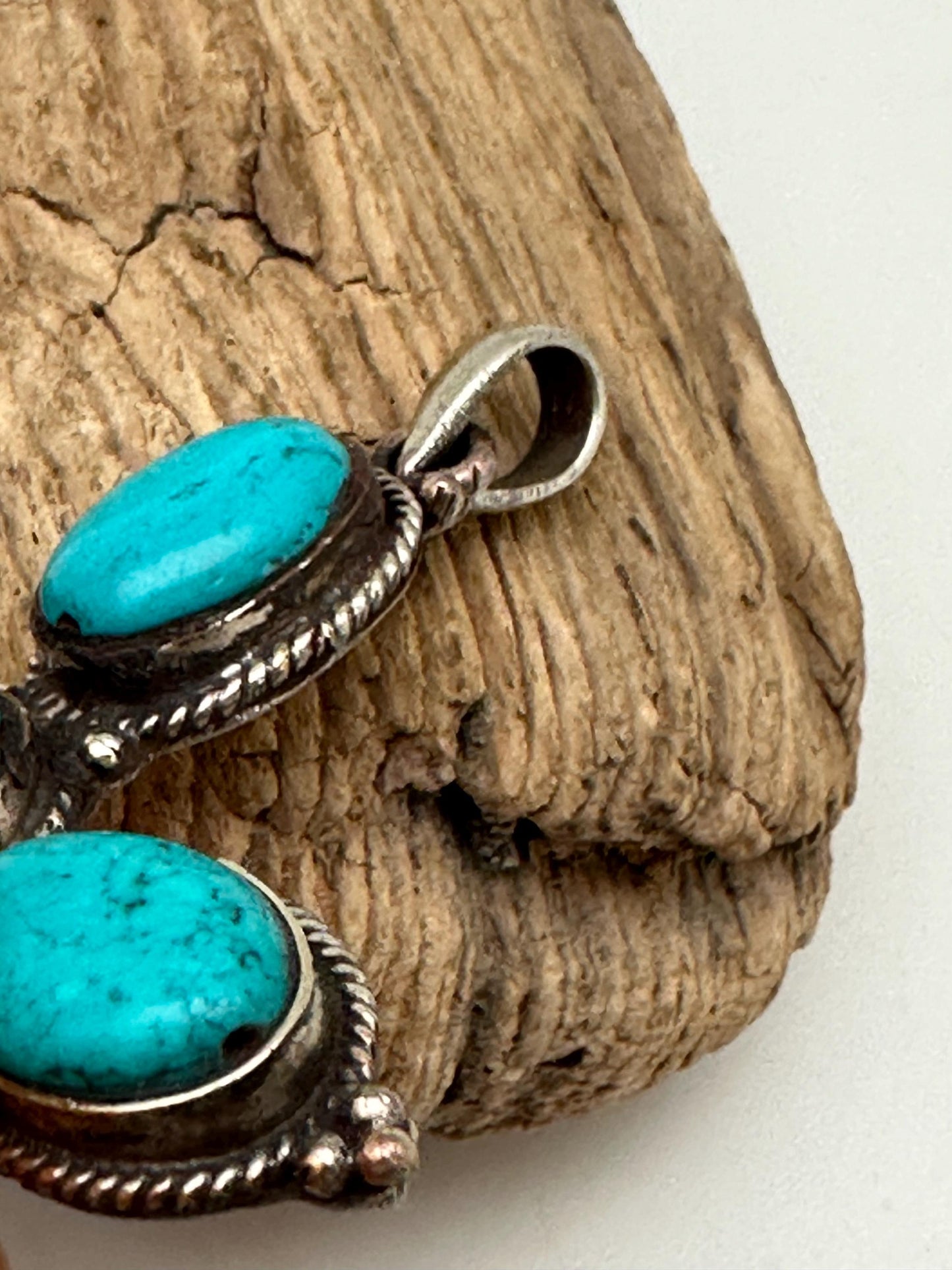 cross pendant, turquoise with Tibetan silver