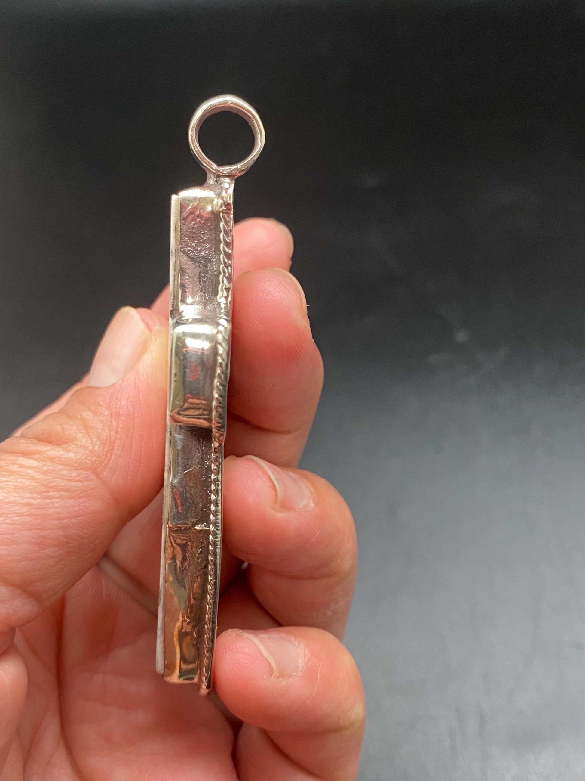 Bone carved cross pendant,handcrafted,Tibetan silver,Nepalese