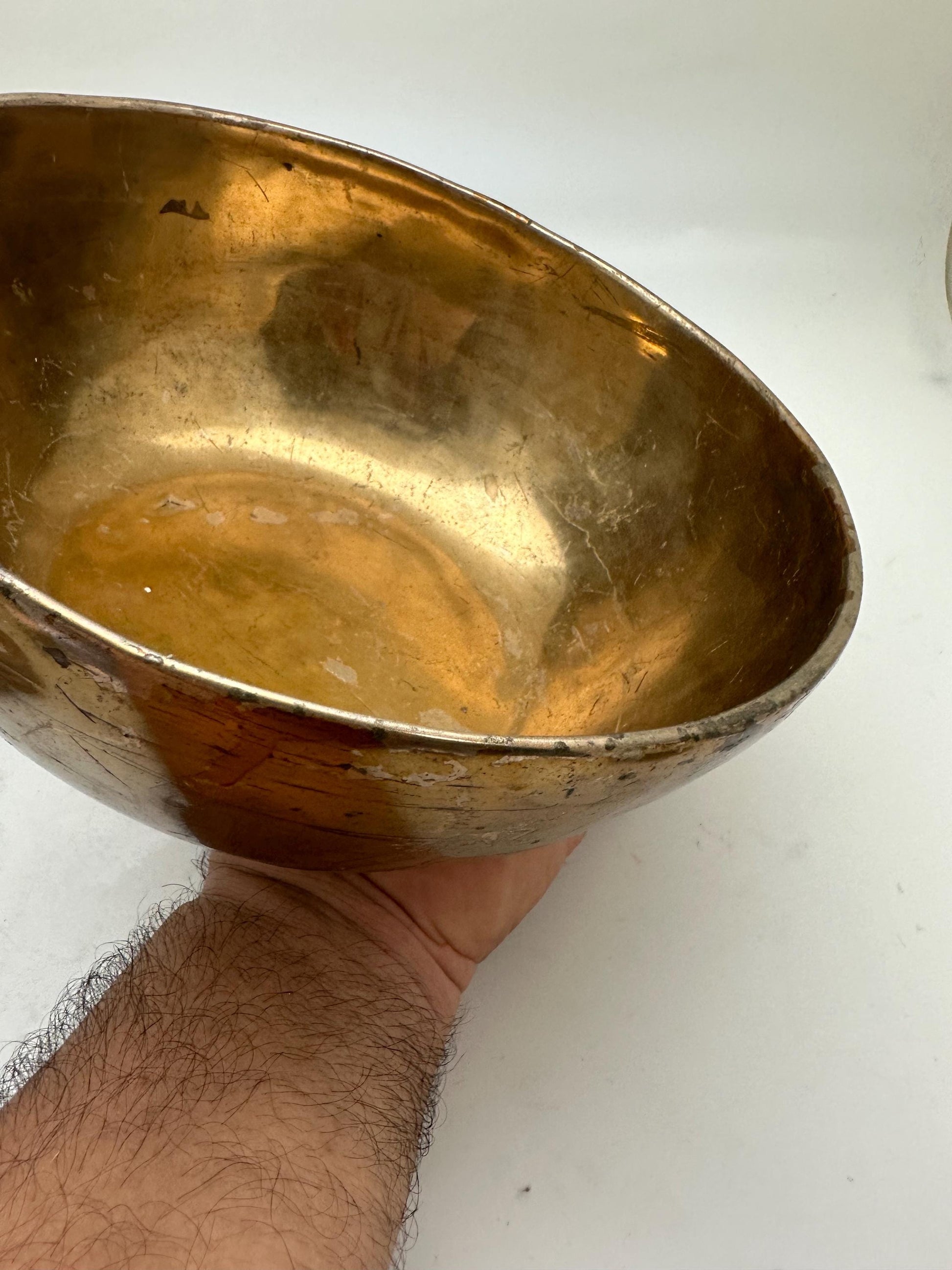 Antique Gold Plated Tibetan Singing Bowl - 9 Inch