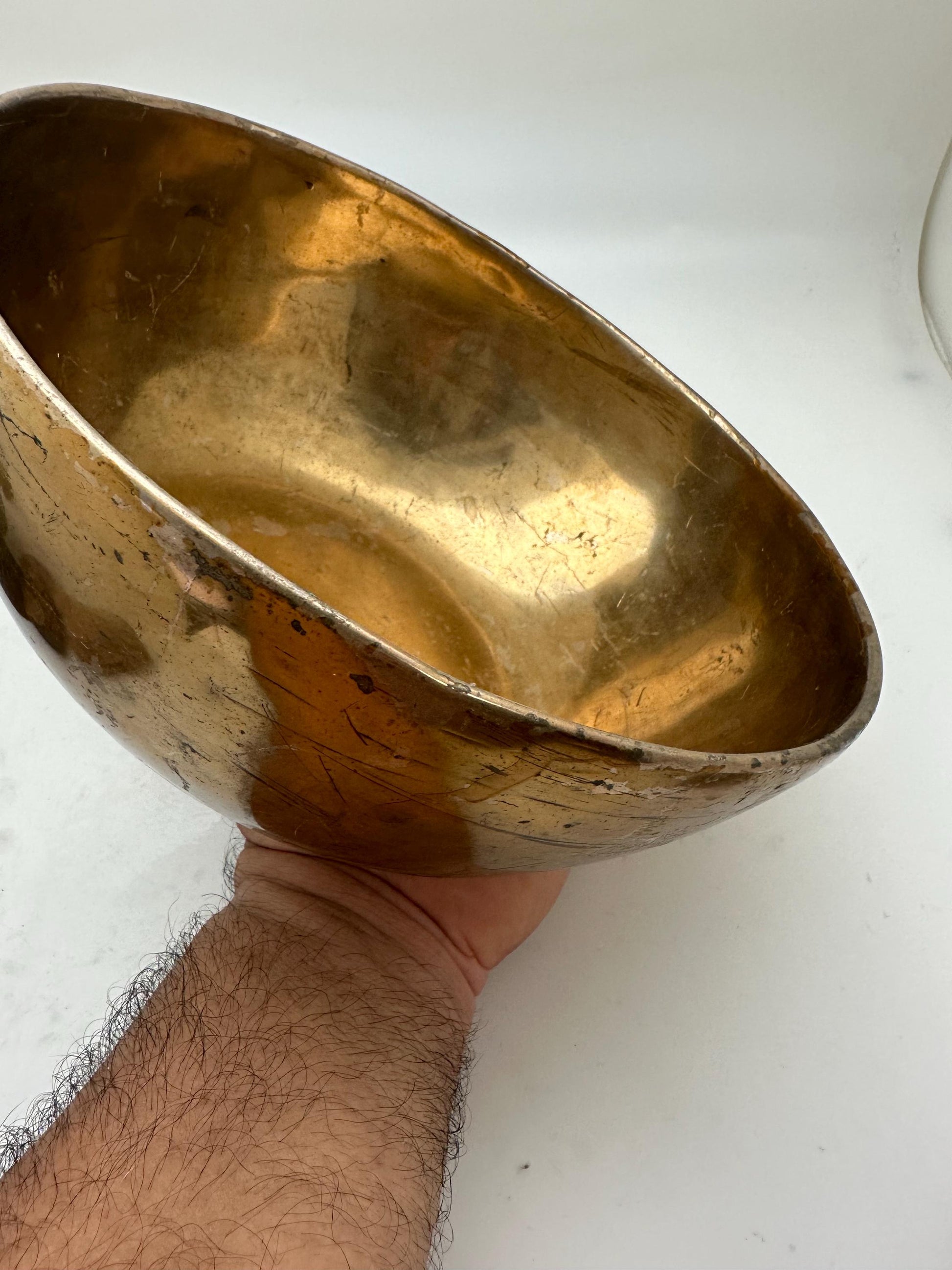 Antique Gold Plated Tibetan Singing Bowl - 9 Inch