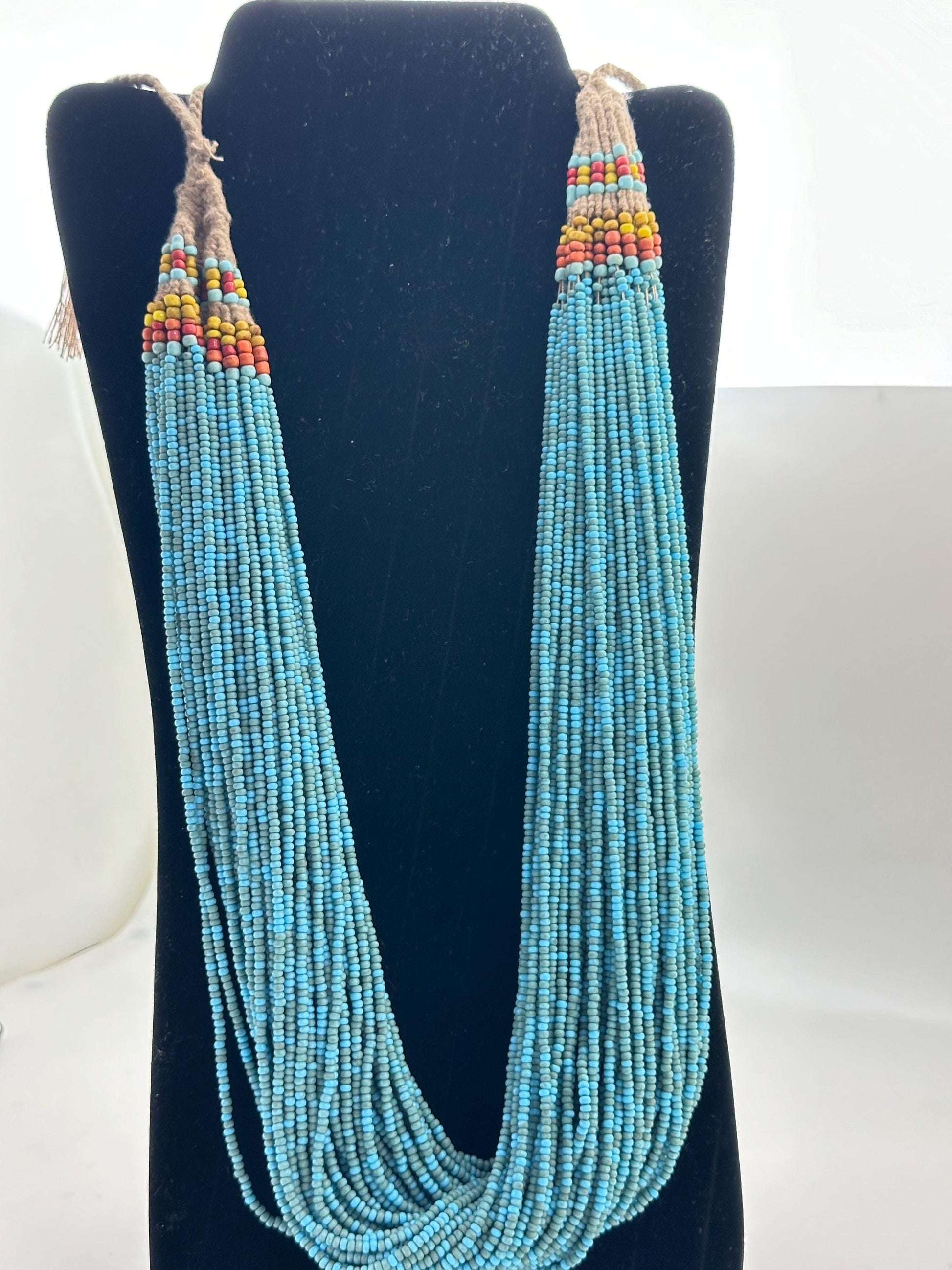 nagaland multi strand necklace, old nga jewelry