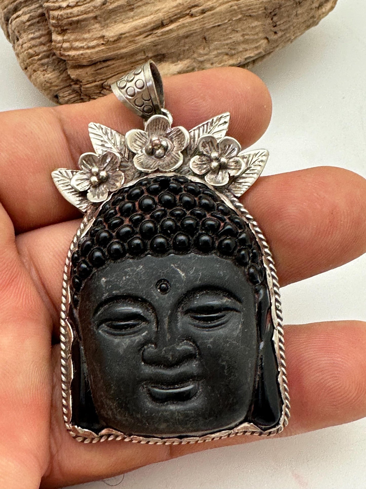 buddha necklace, black obsidian, clear obstacle,