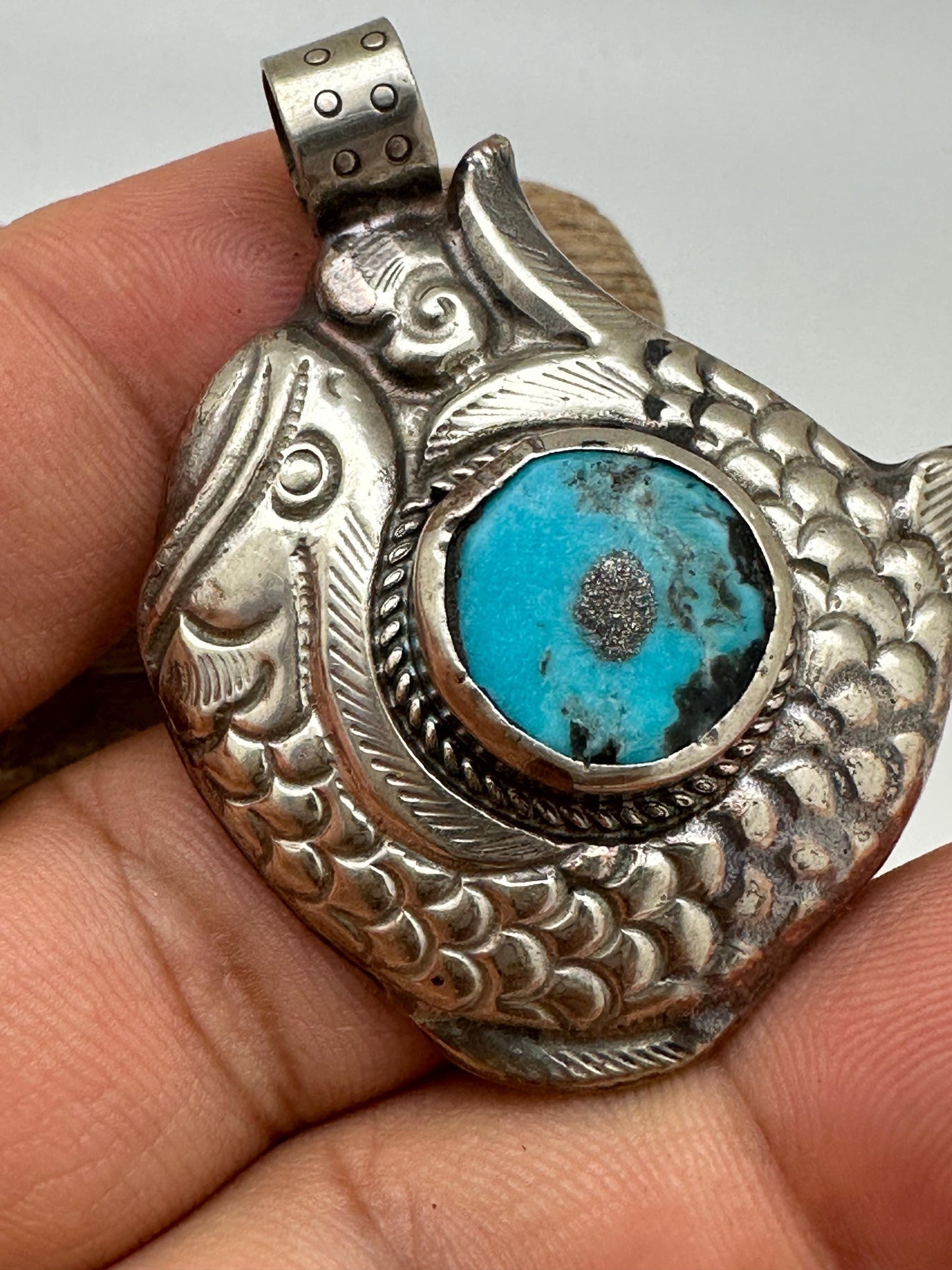 fish pendent, natural turquoise lucky fish ,