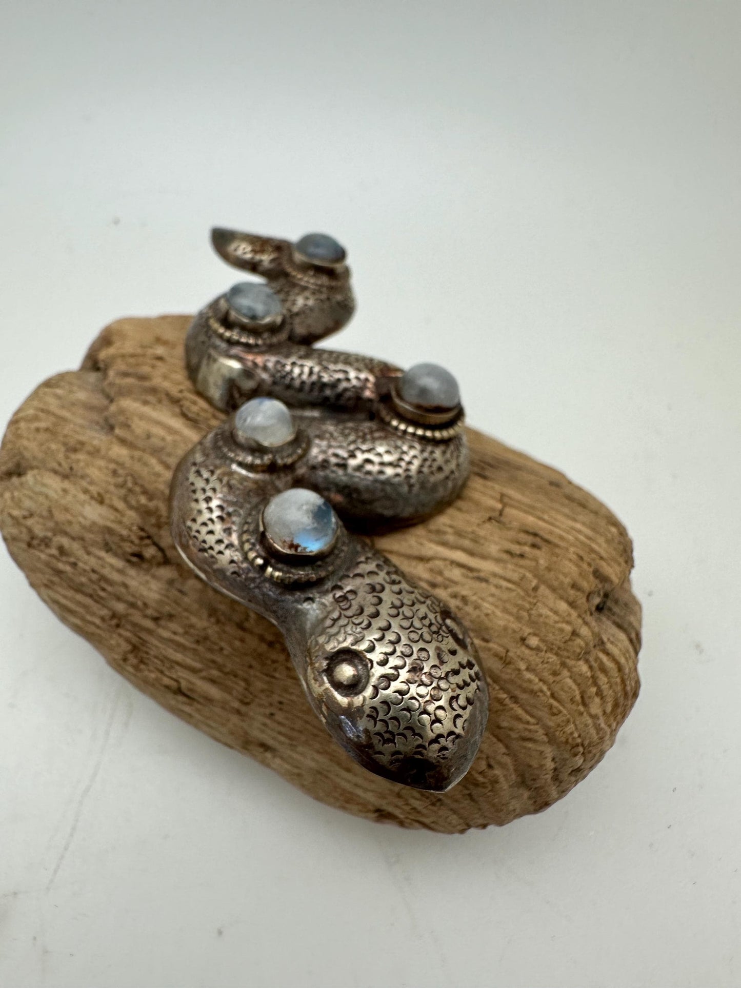 snake pendant, moon stone, ethnic jewelry,
