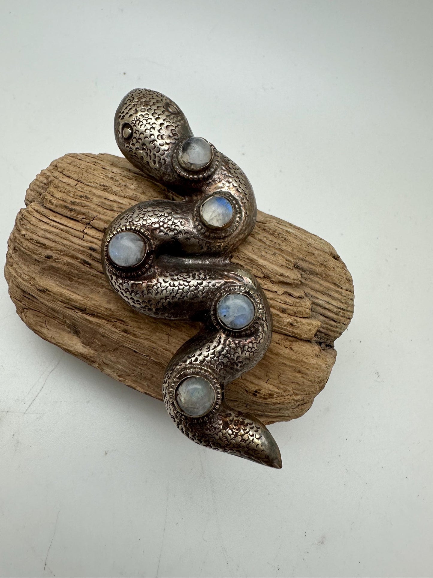 snake pendant, moon stone, ethnic jewelry,