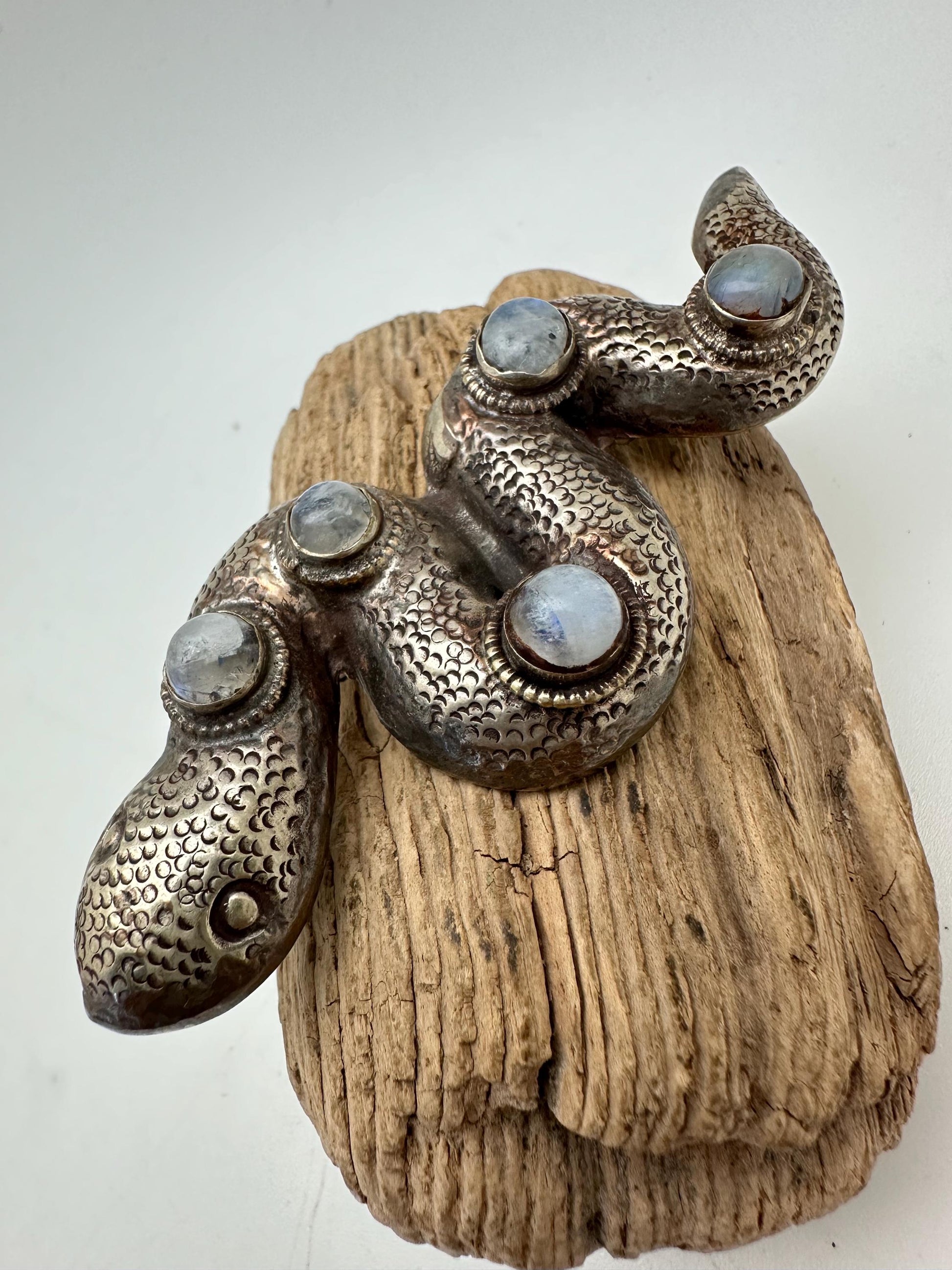 snake pendant, moon stone, ethnic jewelry,