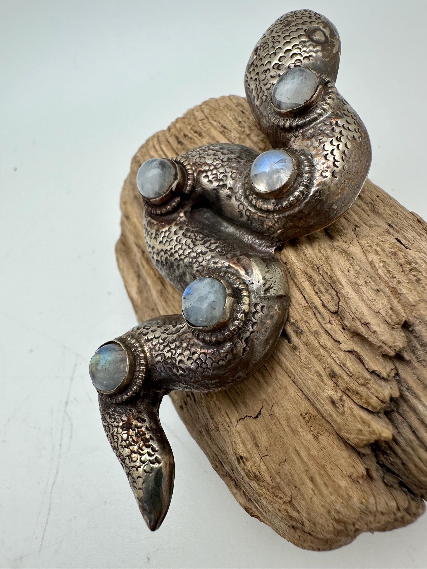 snake pendant, moon stone, ethnic jewelry,
