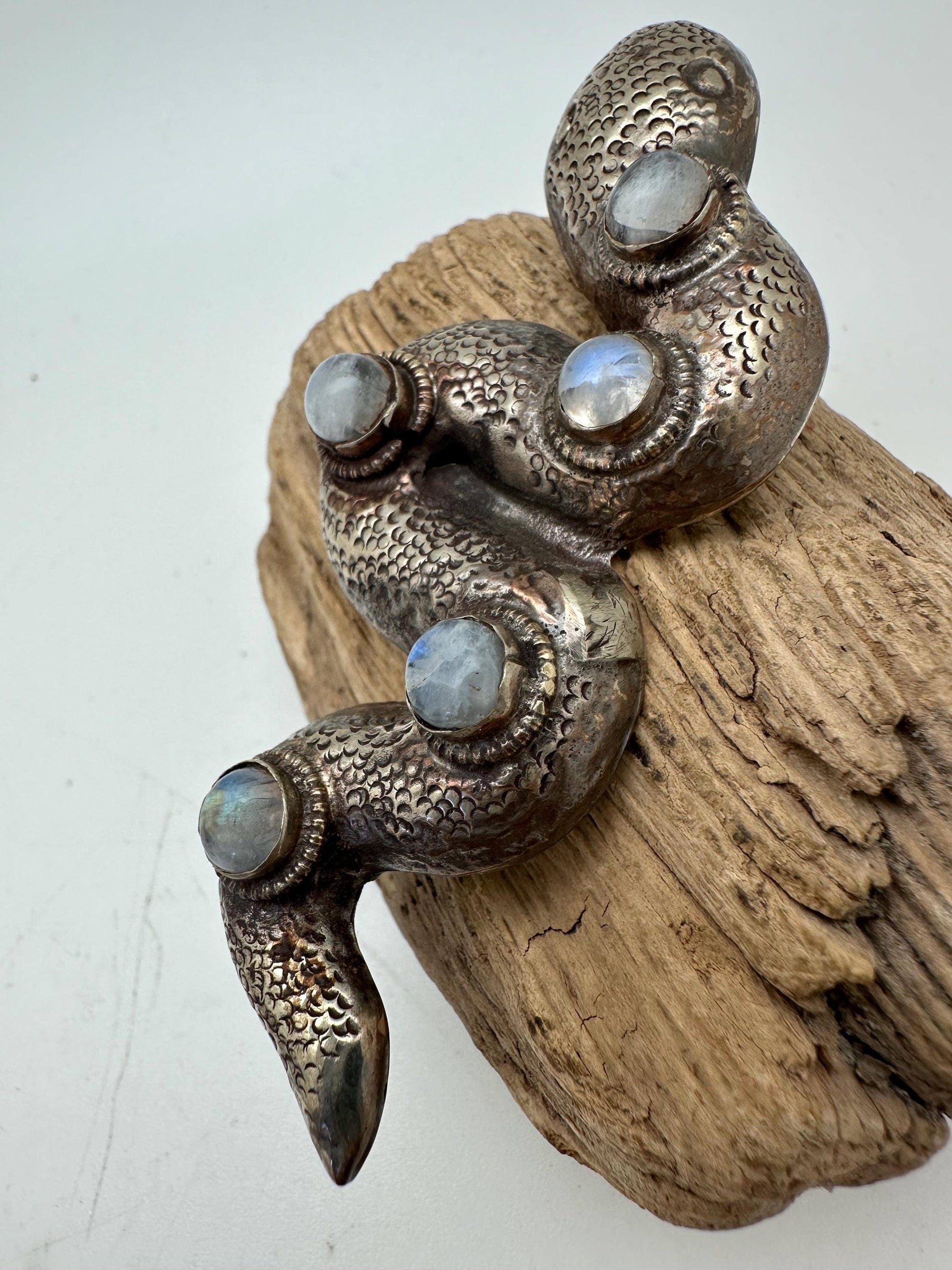 snake pendant, moon stone, ethnic jewelry,