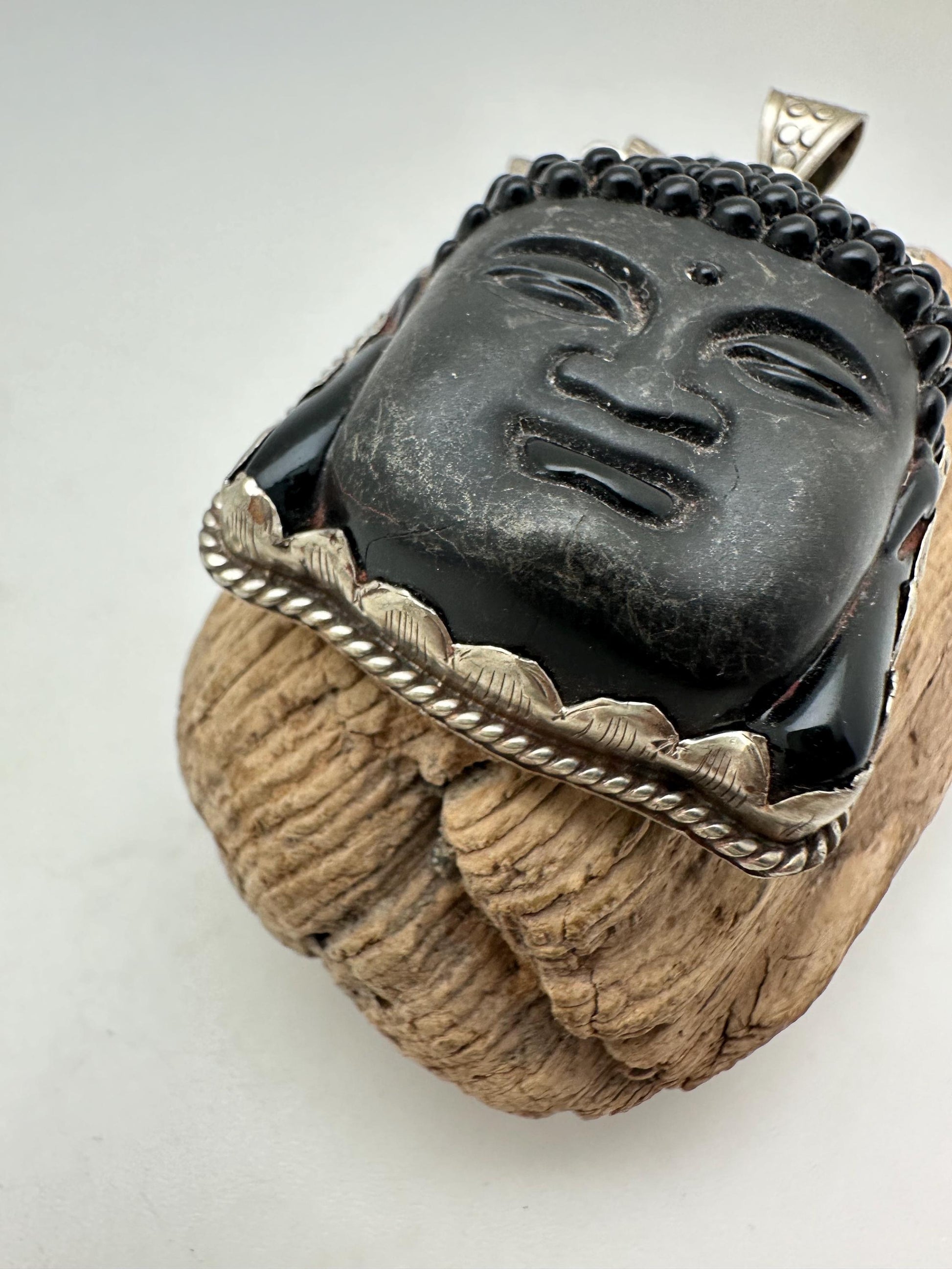 buddha necklace, black obsidian, clear obstacle,