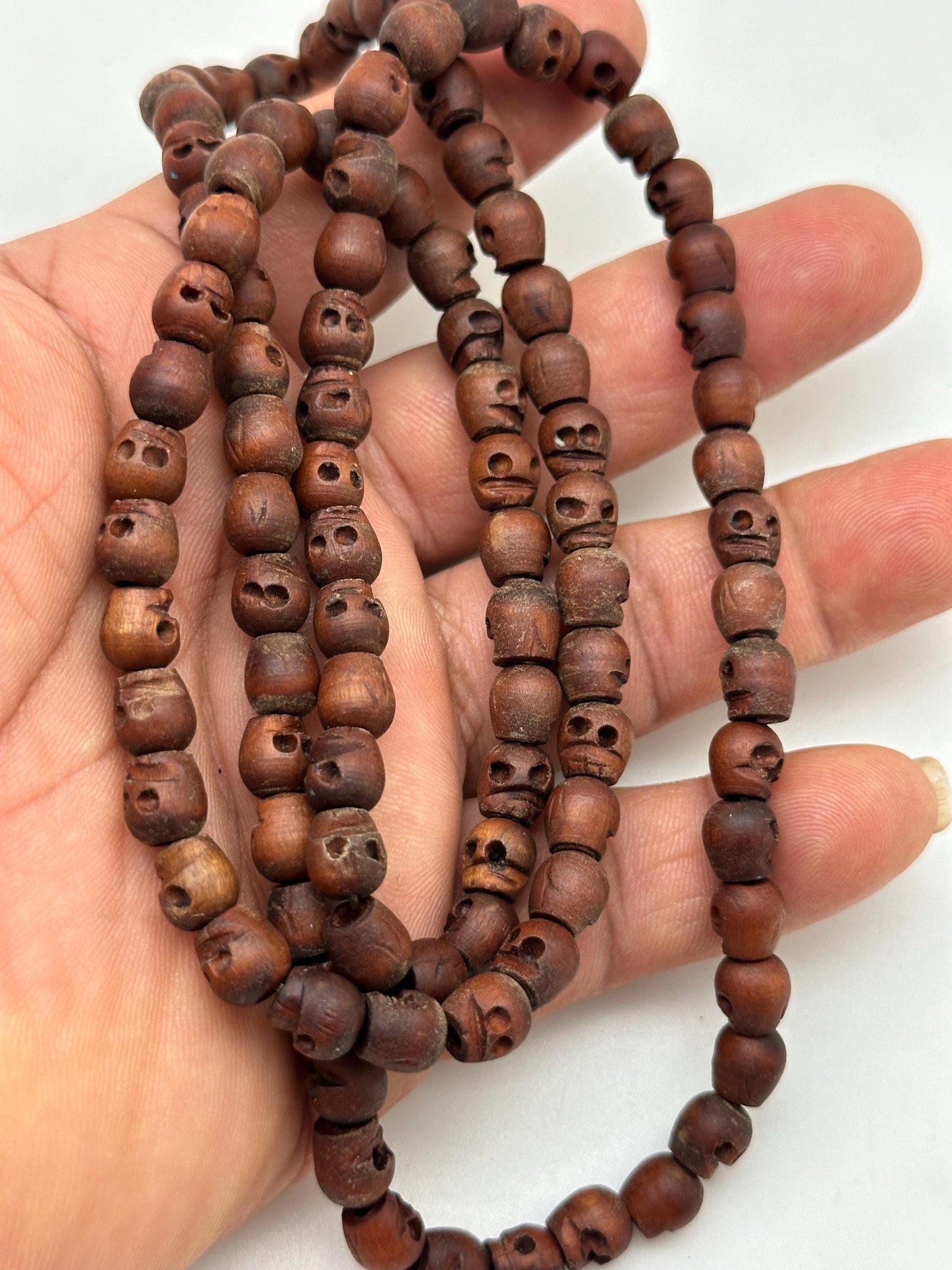 wooden skull mala, master handcrafted from nepal
