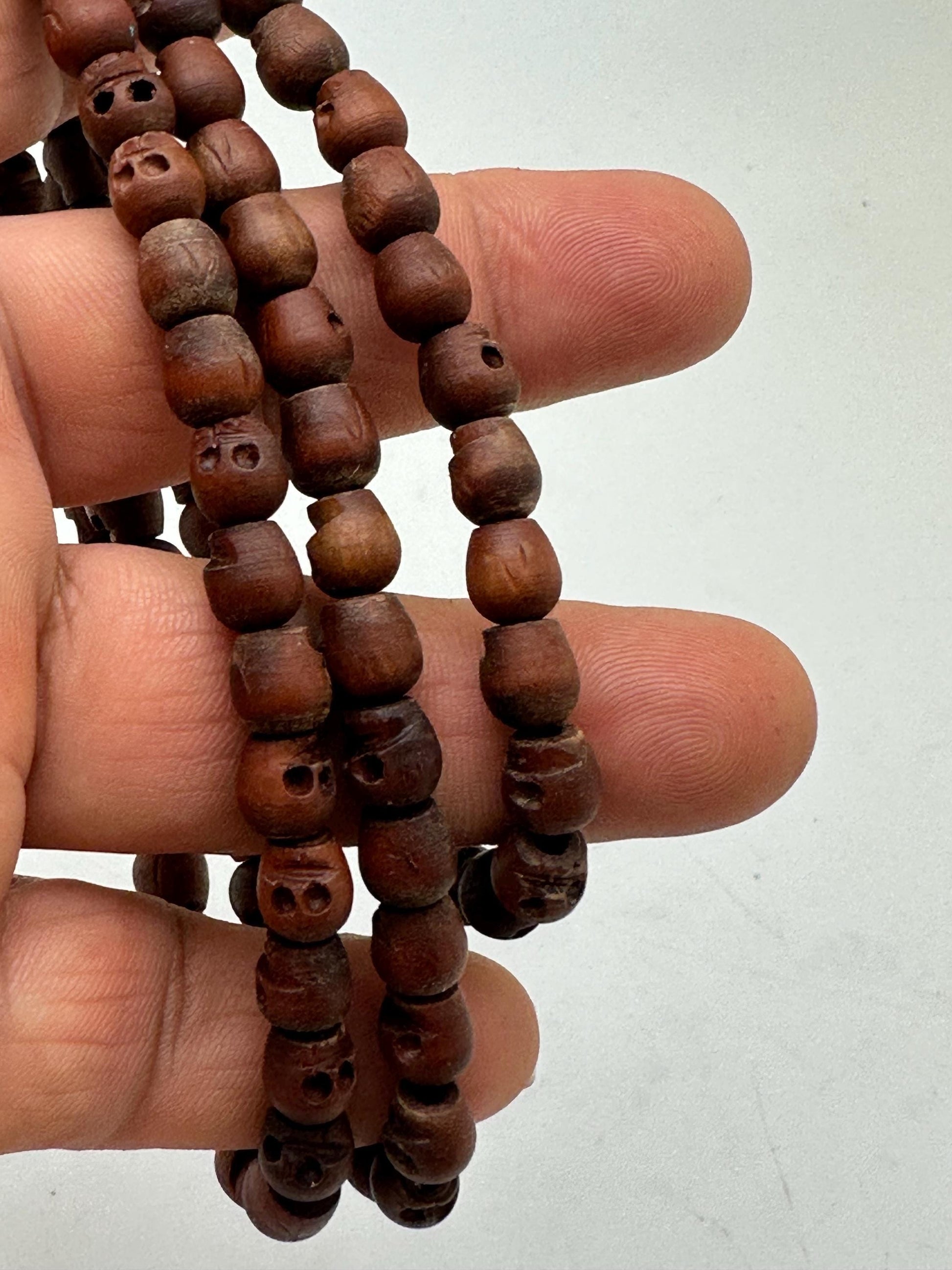 wooden skull mala, master handcrafted from nepal