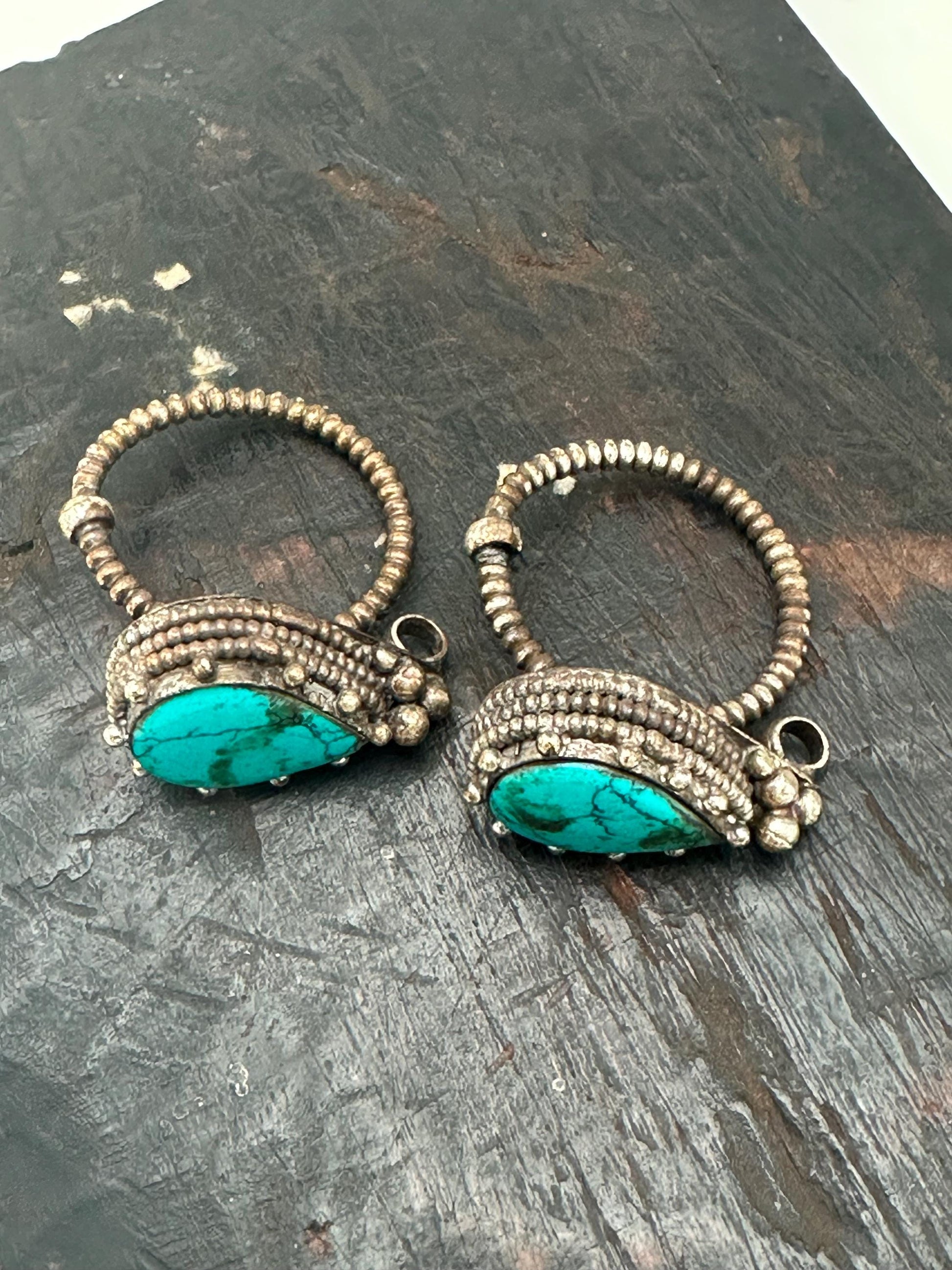 Tibetan Turquoise Earrings: Traditional Ethnic Jewelry