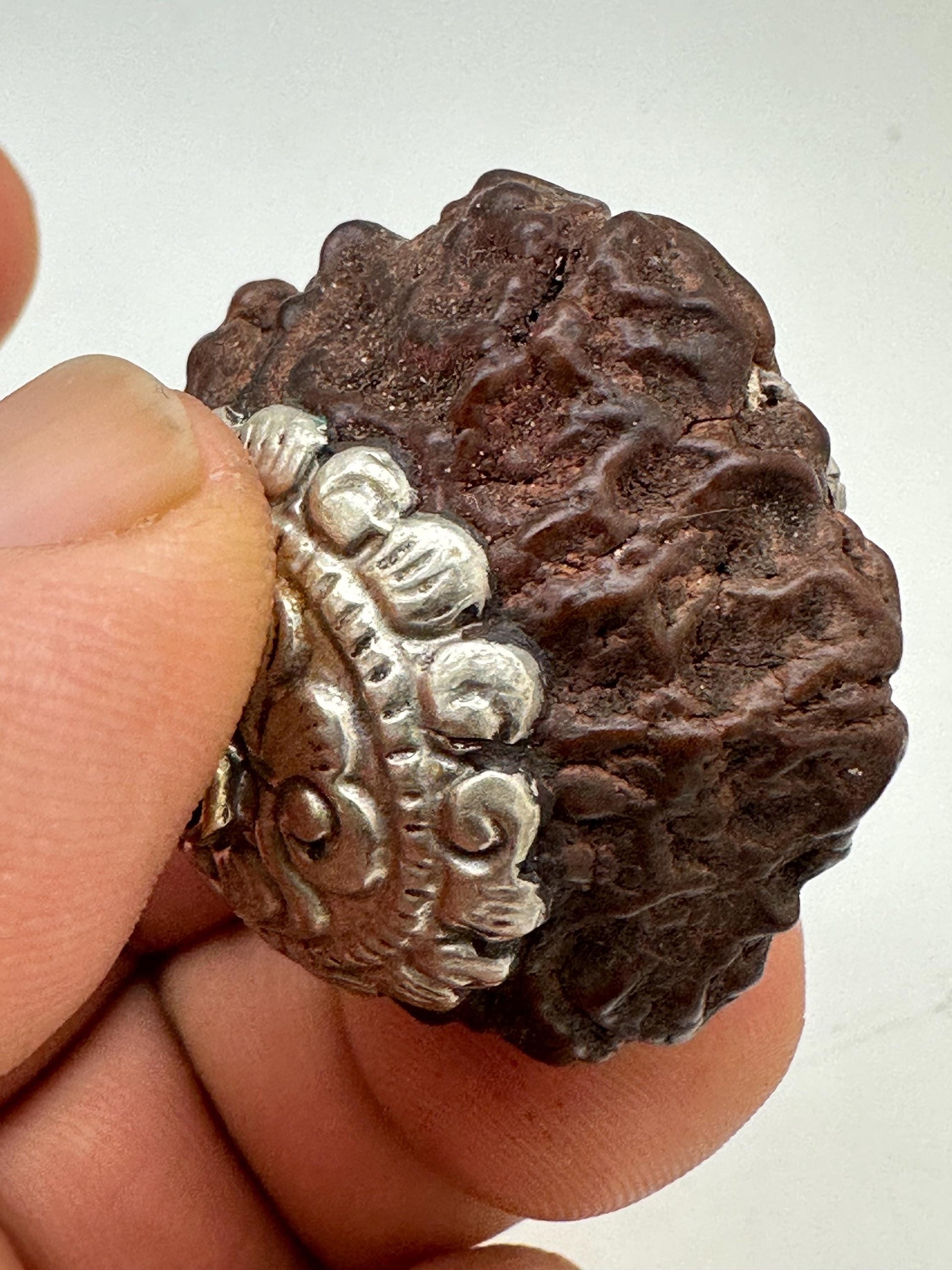 rudraksha bead, spiritual jewelry, healing mala,double capped Tibetan silver,