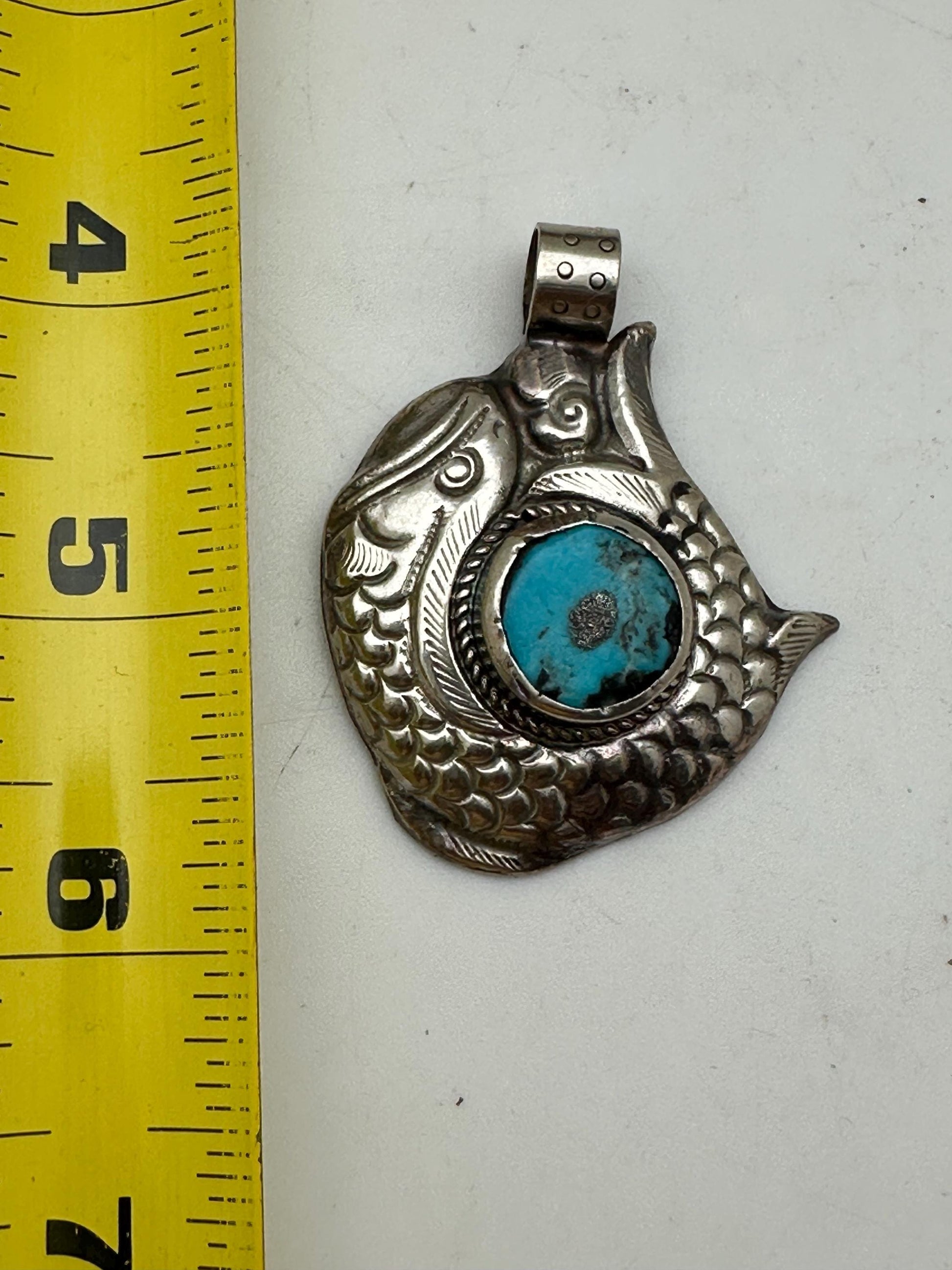 fish pendent, natural turquoise lucky fish ,
