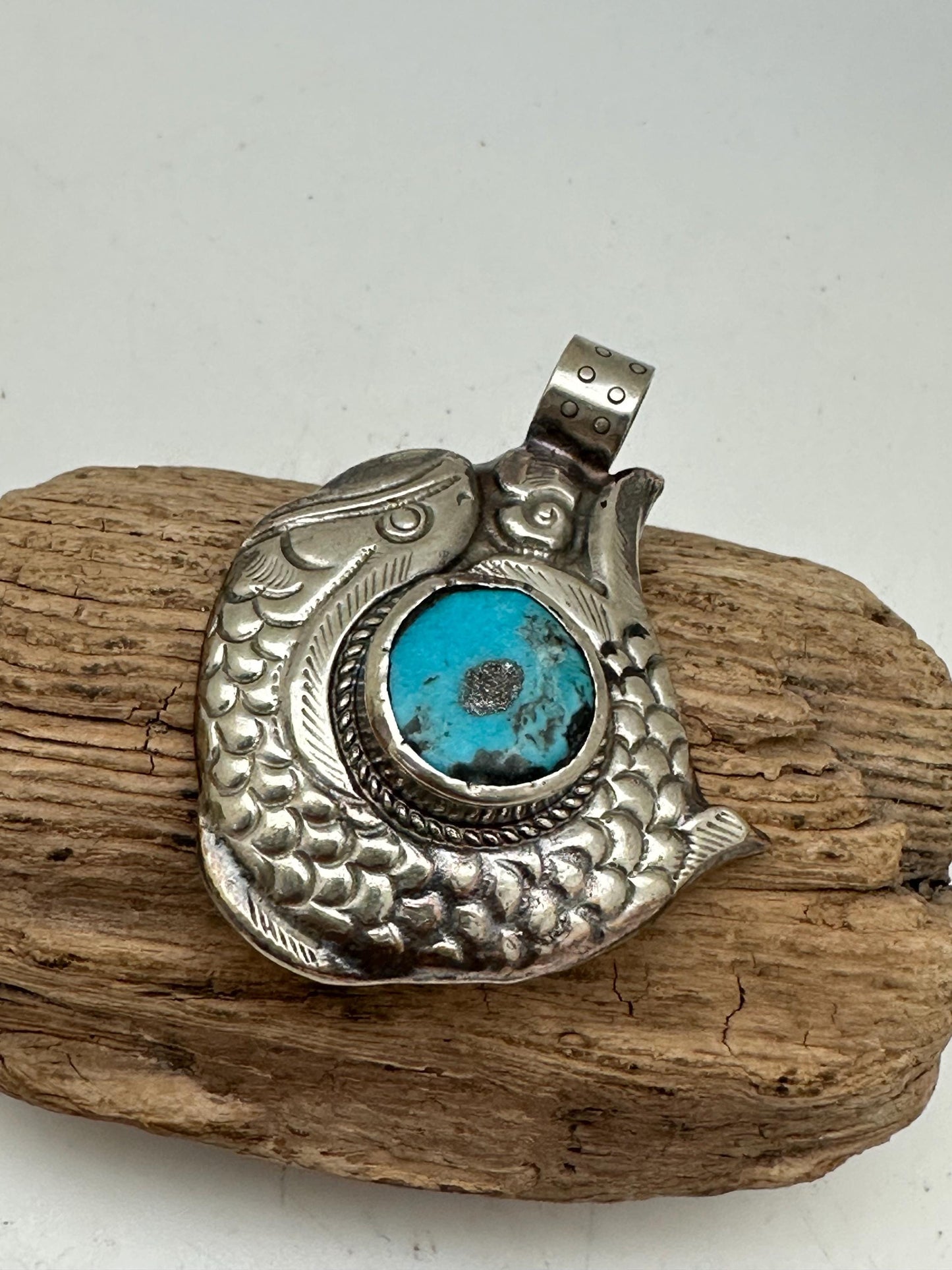 fish pendent, natural turquoise lucky fish ,