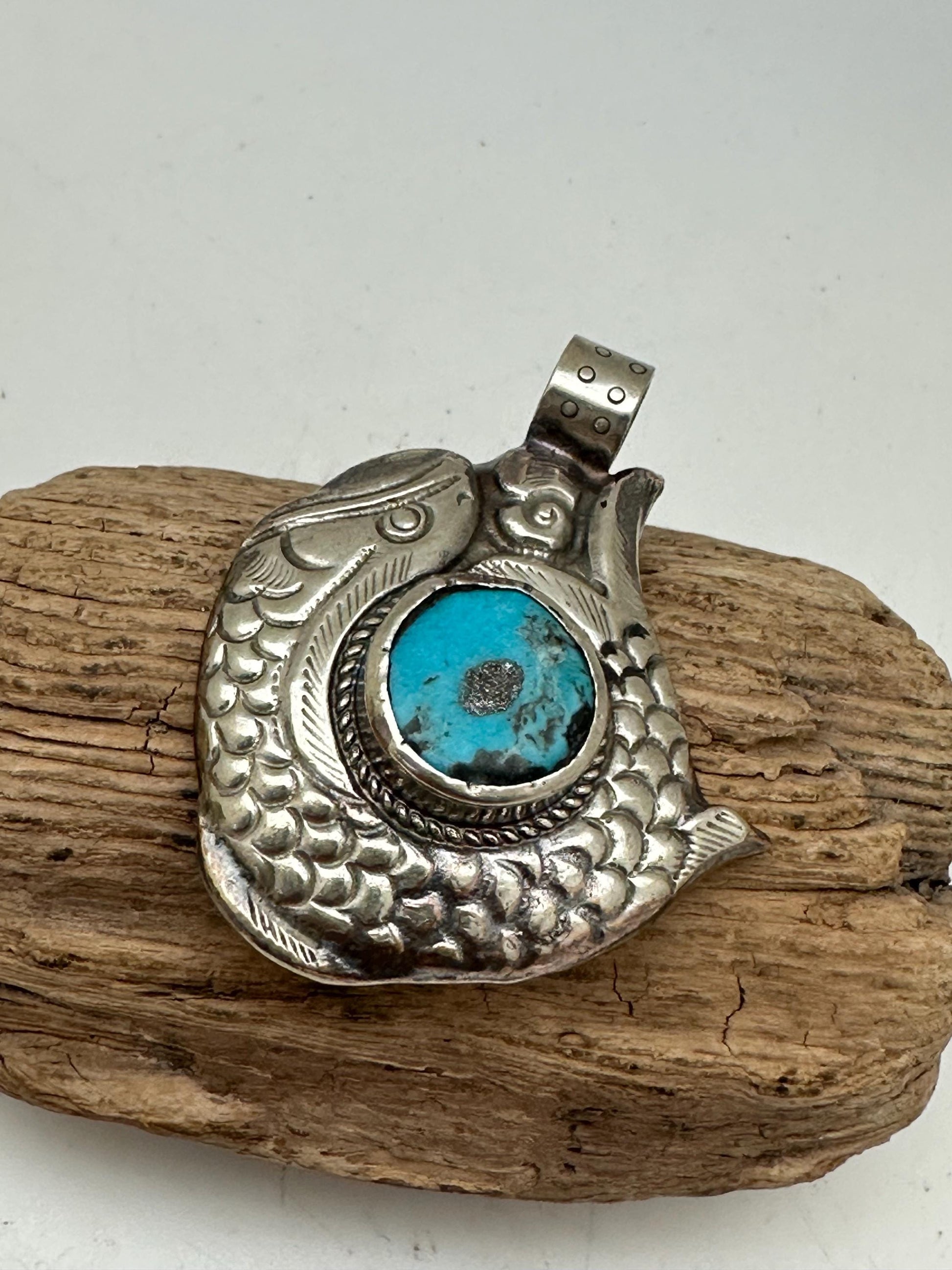 fish pendent, natural turquoise lucky fish ,
