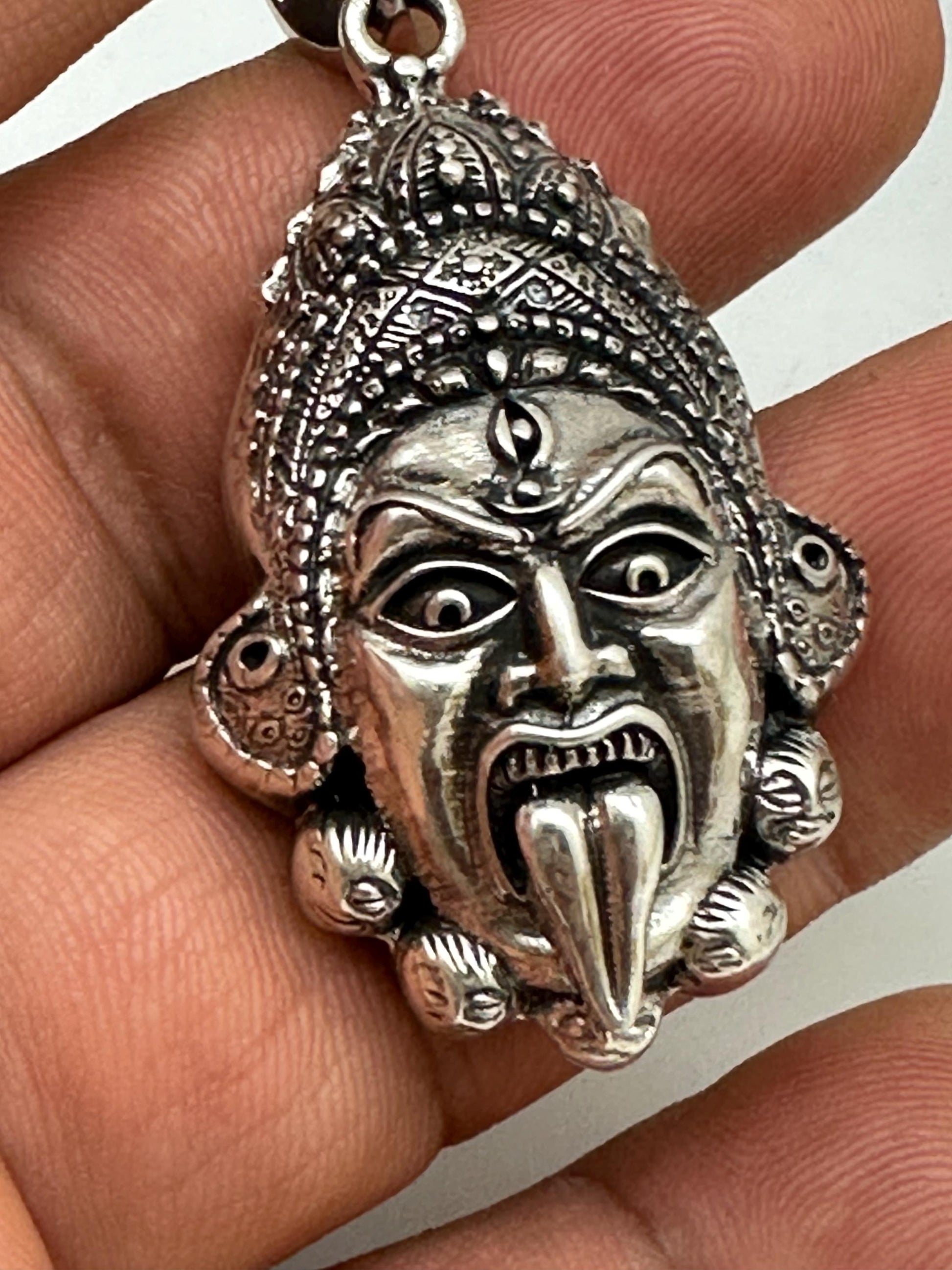 goddess kali, sterling silver Kali, Hindu jewel,
