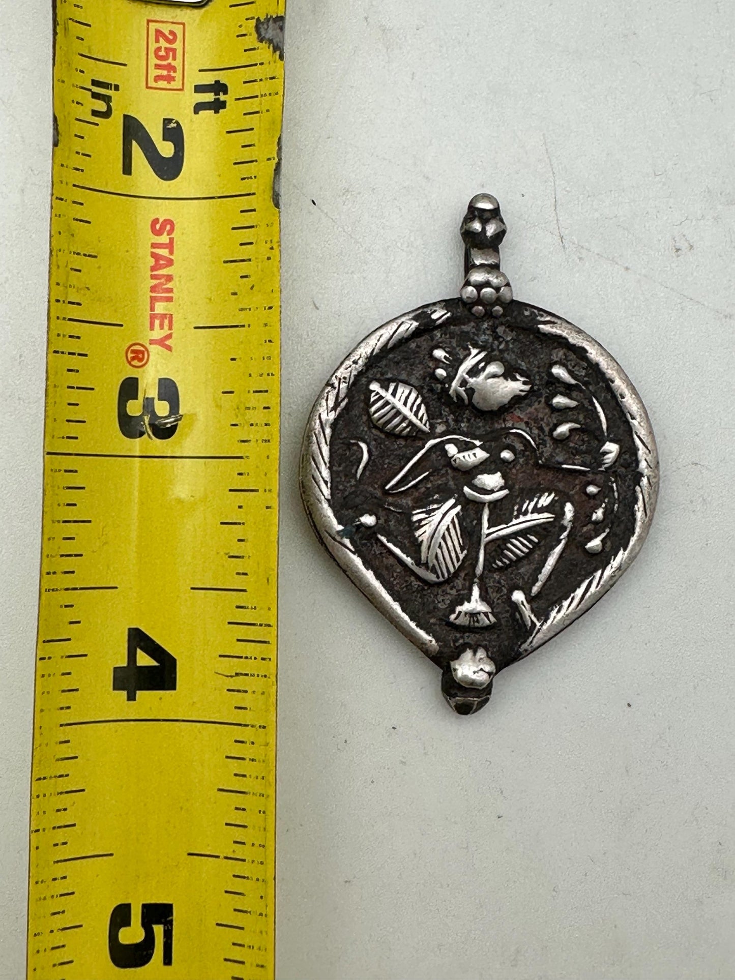 vintage Hanuman pendant, master reposse work, sterling silver,