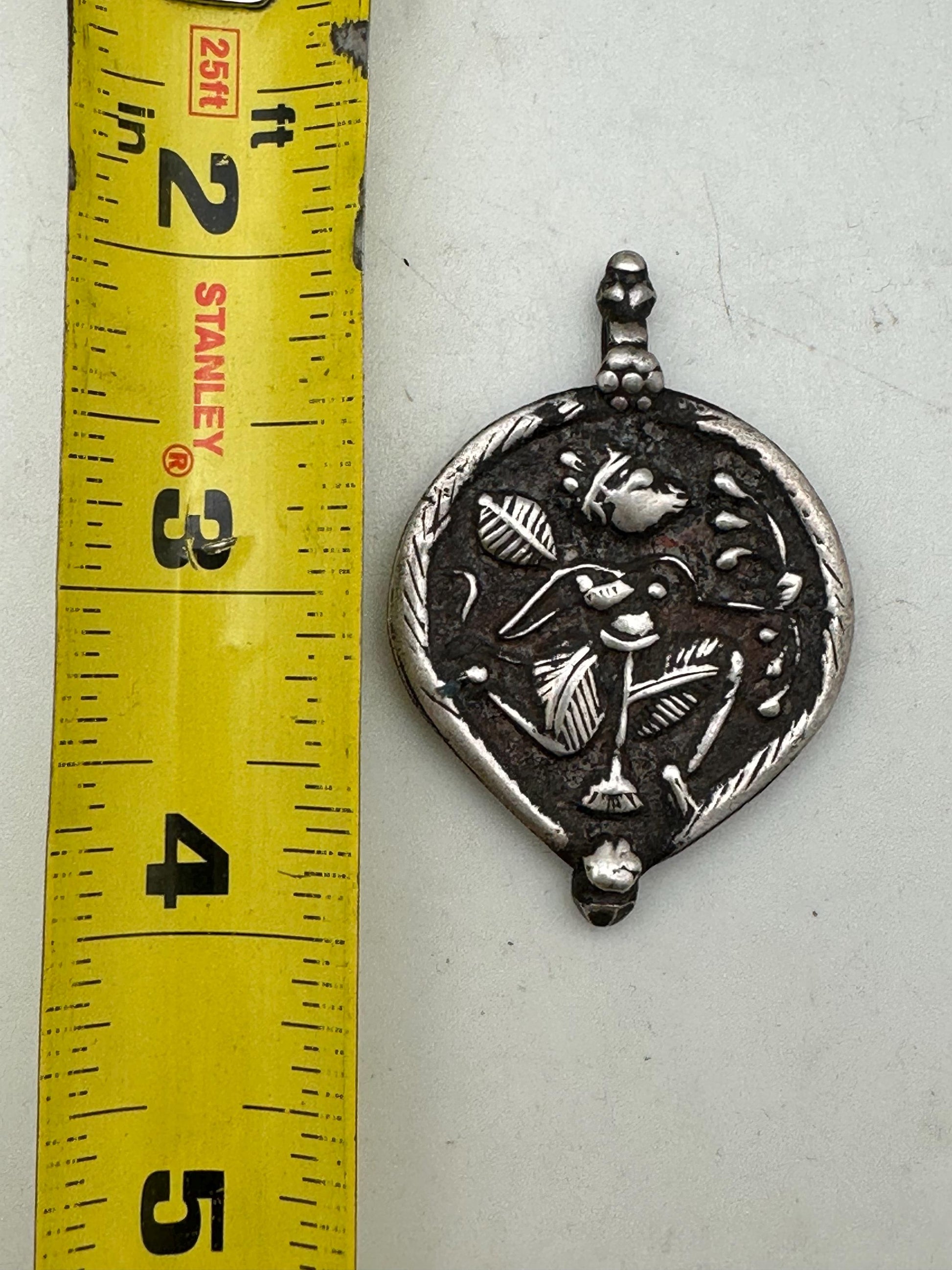 vintage Hanuman pendant, master reposse work, sterling silver,