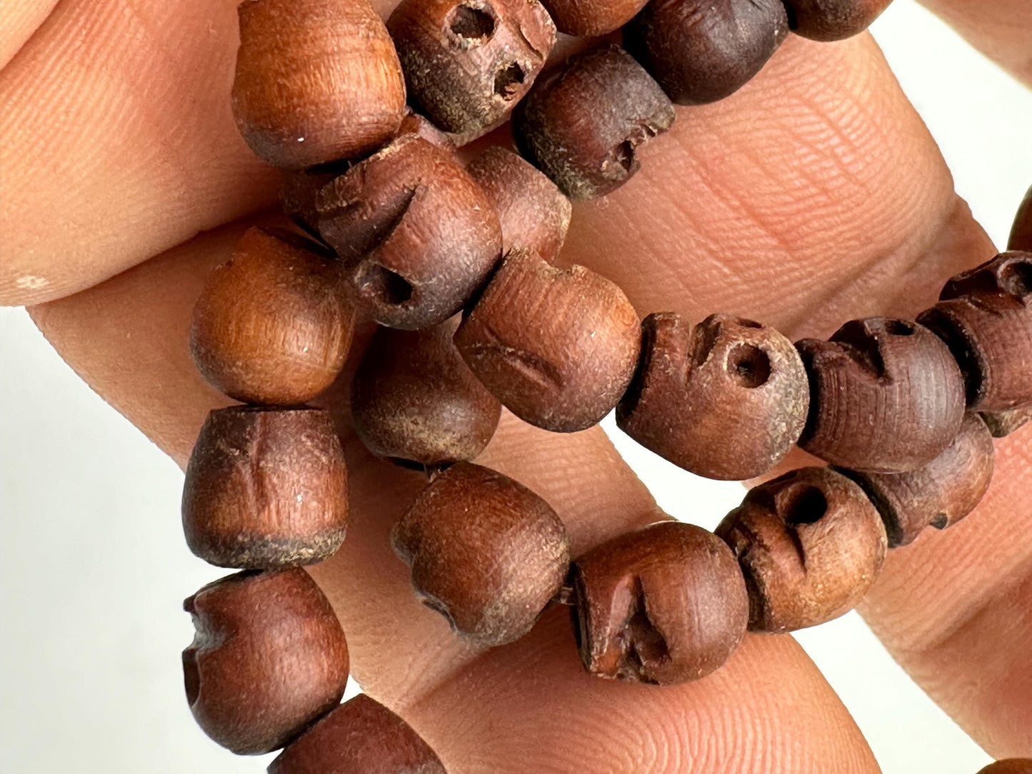 wooden skull mala, master handcrafted from nepal