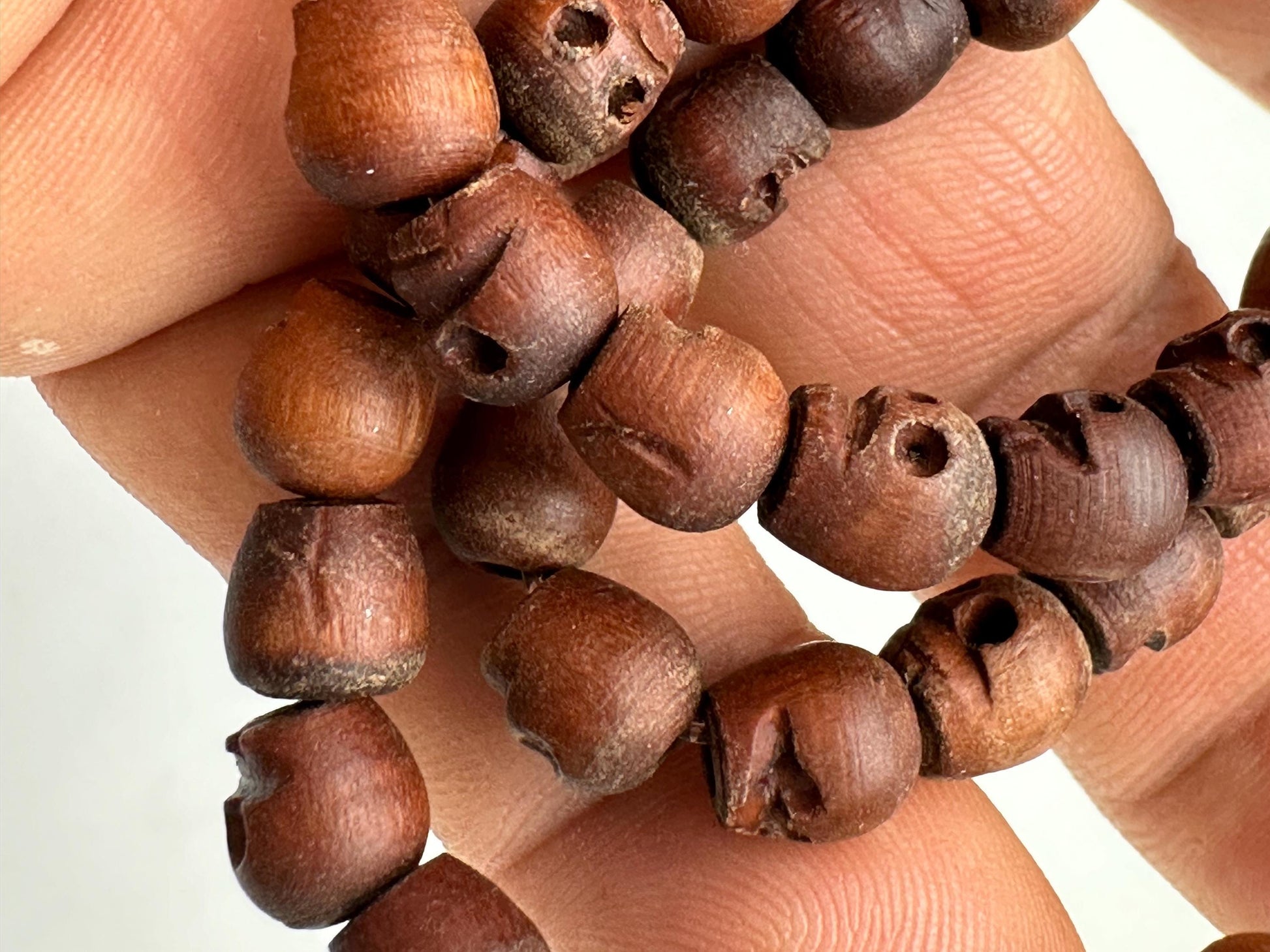 wooden skull mala, master handcrafted from nepal