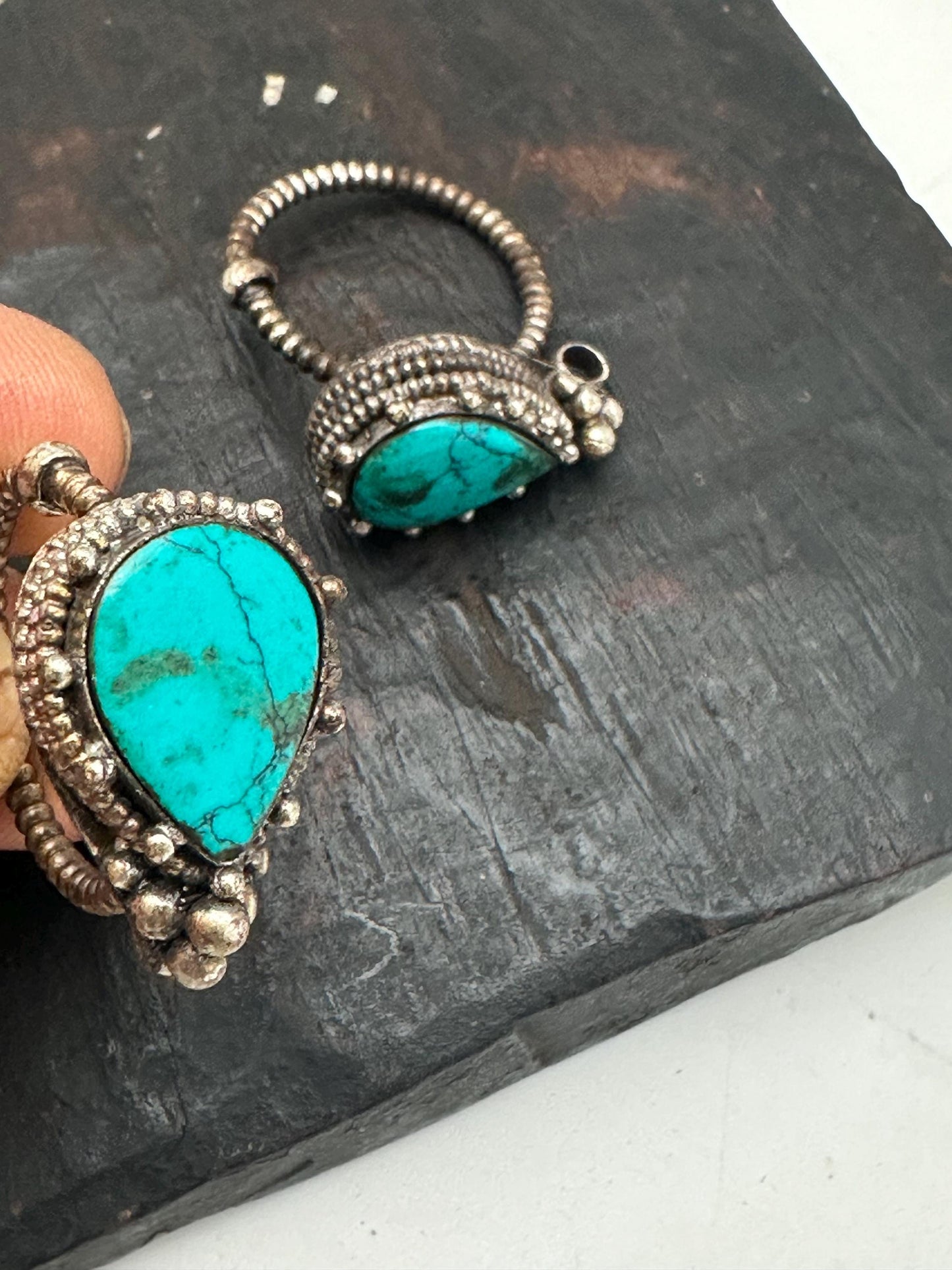 Tibetan Turquoise Earrings: Traditional Ethnic Jewelry