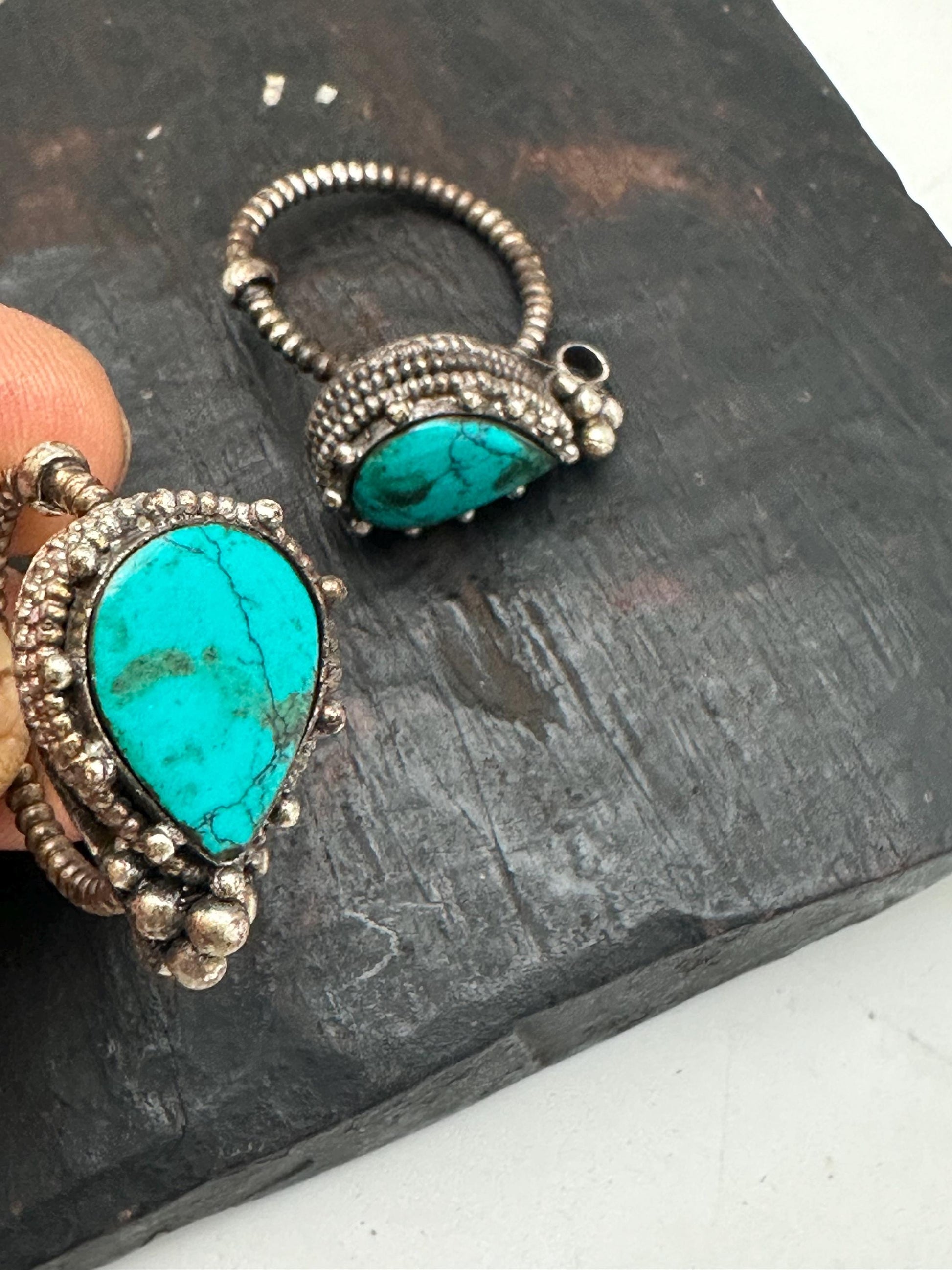 Tibetan Turquoise Earrings: Traditional Ethnic Jewelry