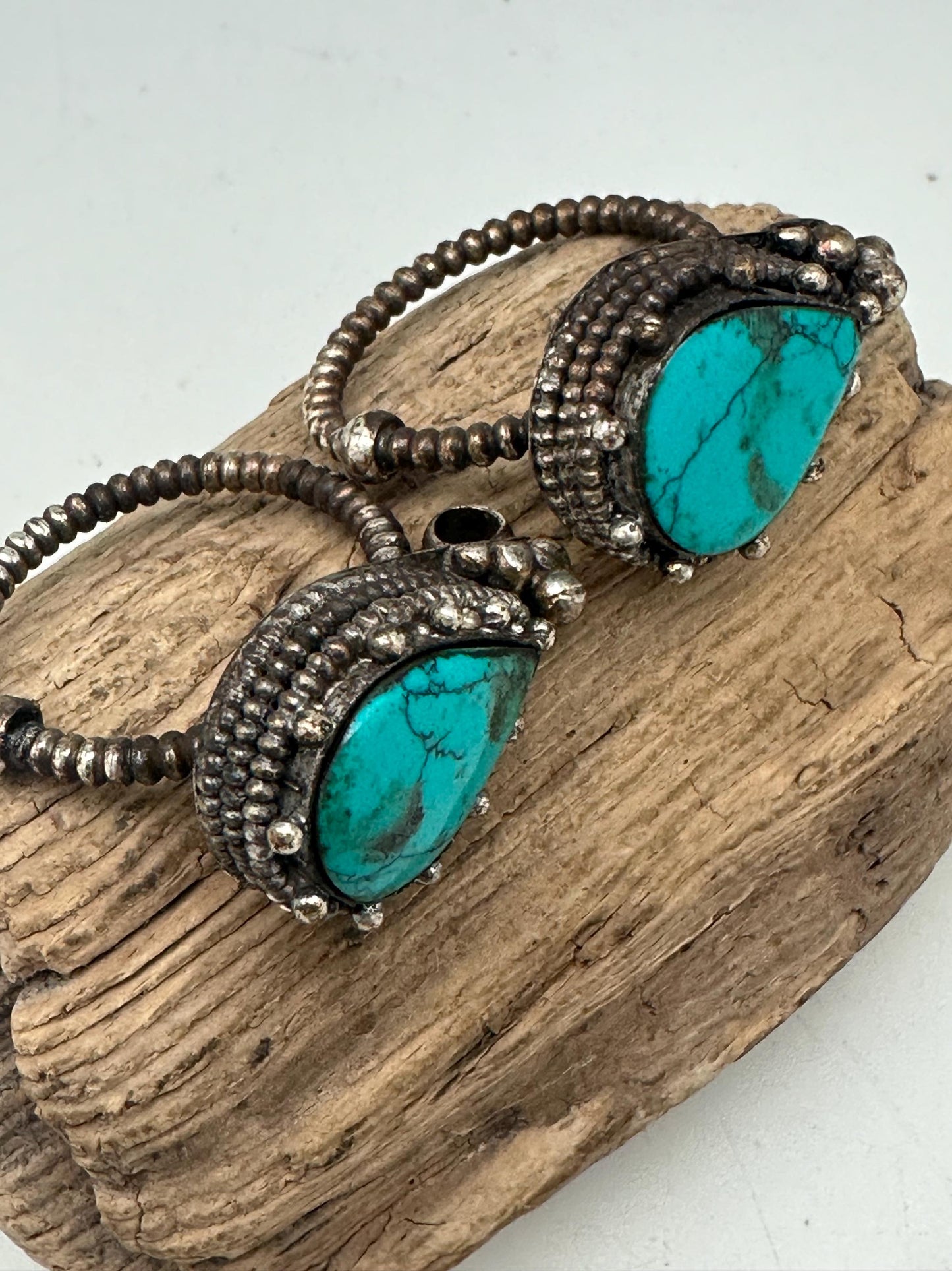Tibetan Turquoise Earrings: Traditional Ethnic Jewelry