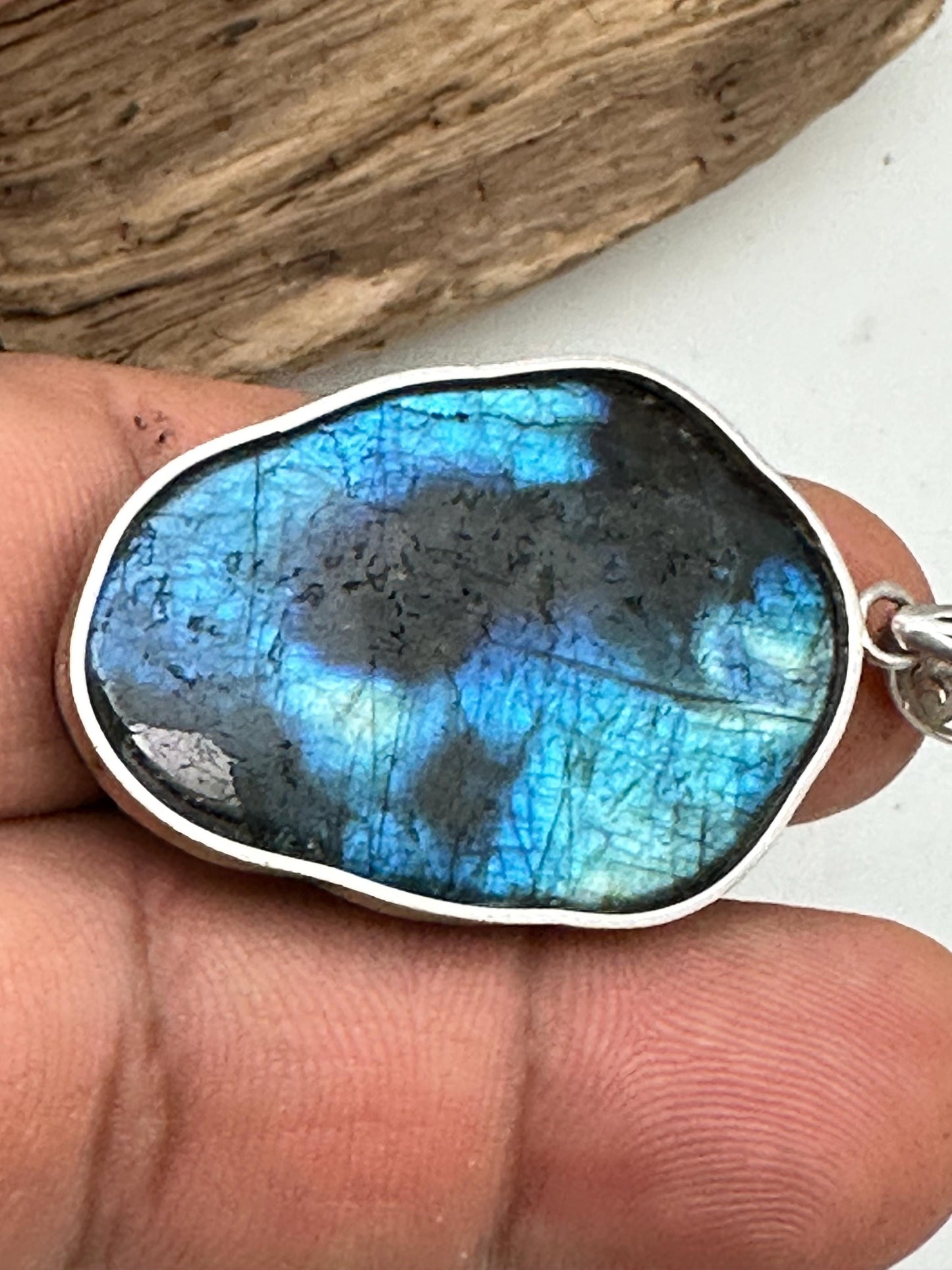Ganesh pendant, aaa quality labradorite, sterling silver,