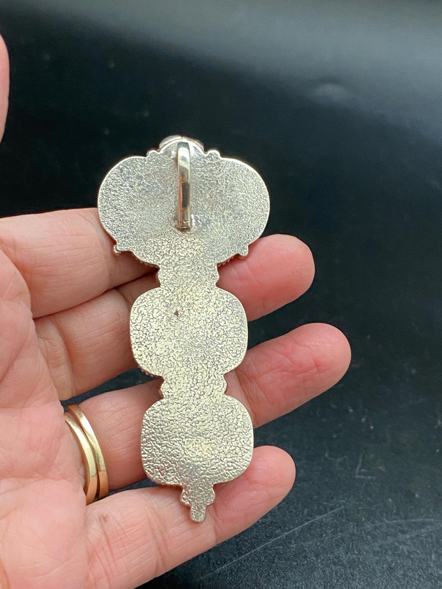 Large pearl pendant,mother of pearl,floral design, handcrafted,ethnic style,Tibetan silver, Nepalese, Himalayan