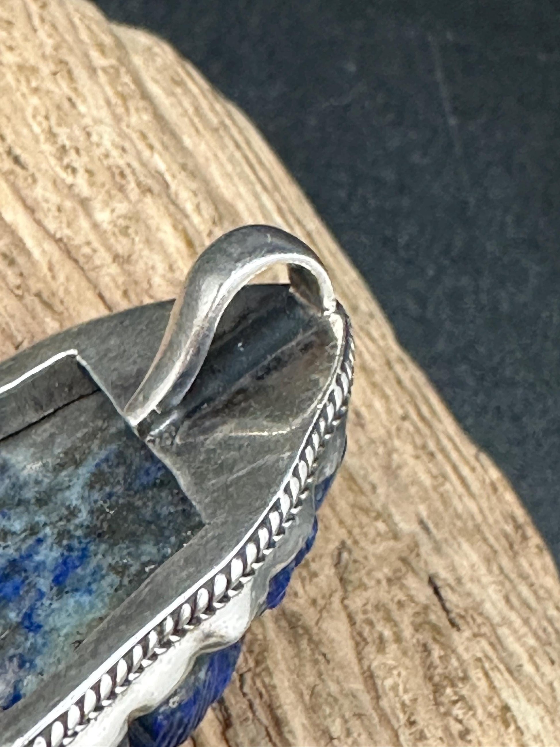 Handcarved Lapis Lazuli Kwan Yin Pendant: Sterling Silver Guanyin