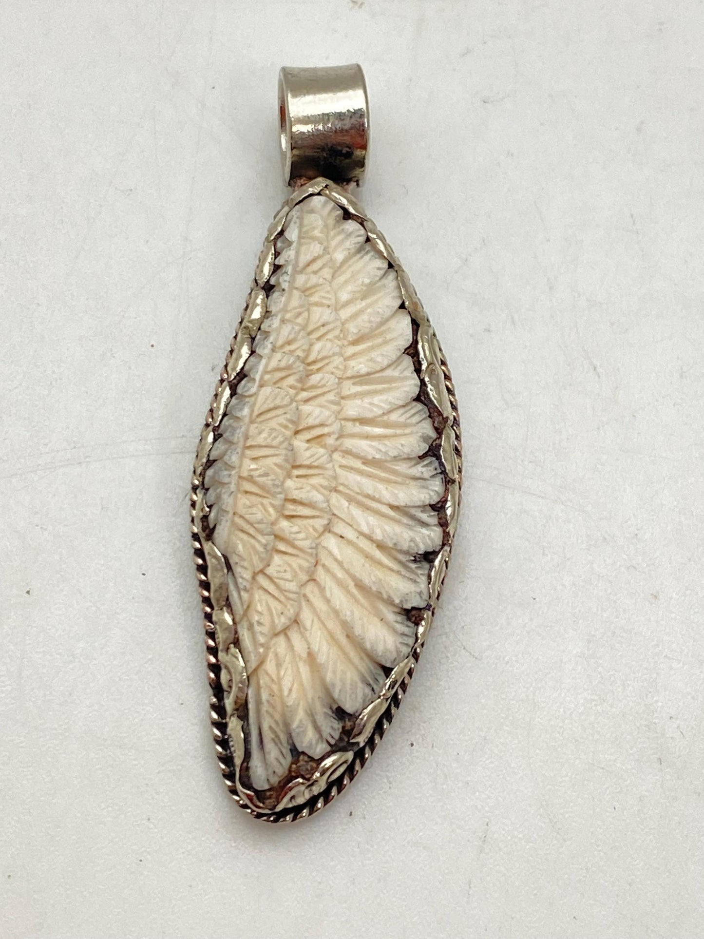 angle wing ,bone carved,Tibetan silver, ethnic,Nepalese