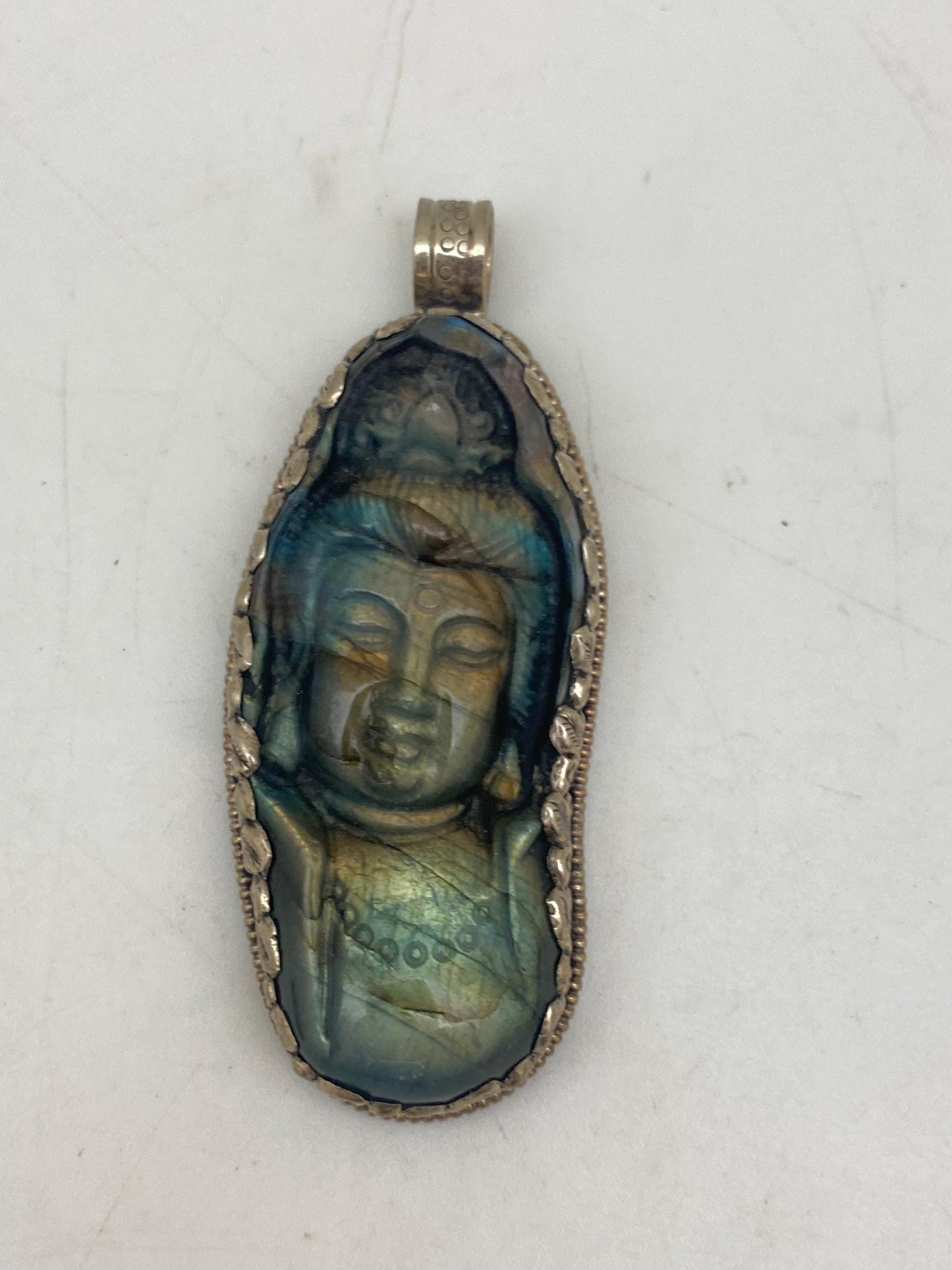 Large Labradorite carved Shiva pendant,handcrafted,Tibetan silver,Nepalese