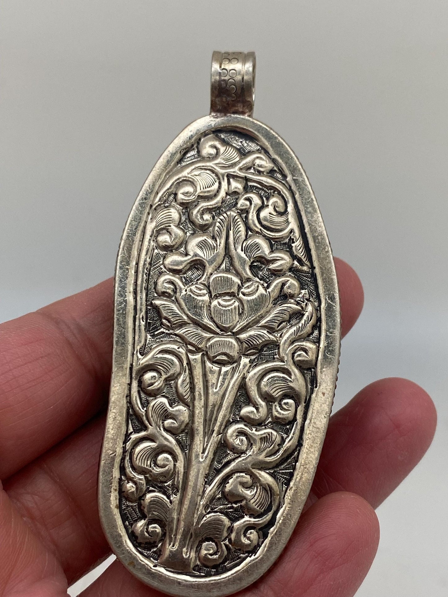 Large Labradorite carved Shiva pendant,handcrafted,Tibetan silver,Nepalese