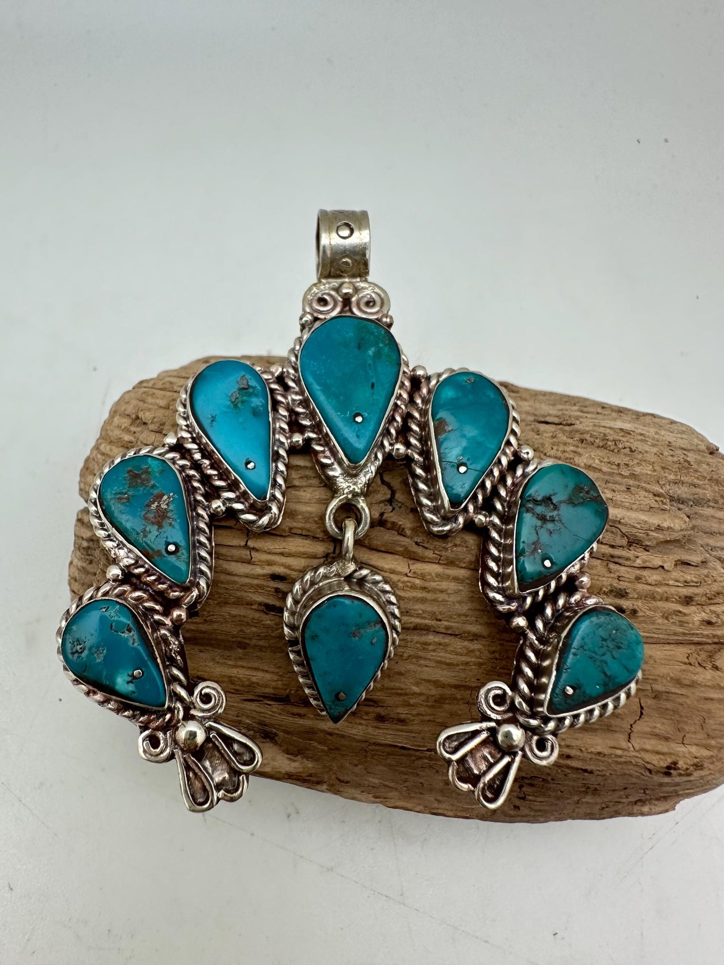turquoise horse shoe pendant, natural Himalayan turquoise, hand carved jewelry
