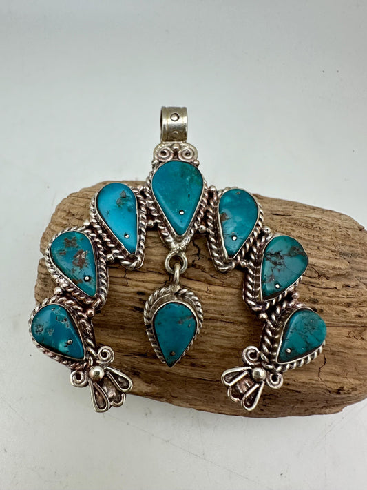 turquoise horse shoe pendant, natural Himalayan turquoise, hand carved jewelry