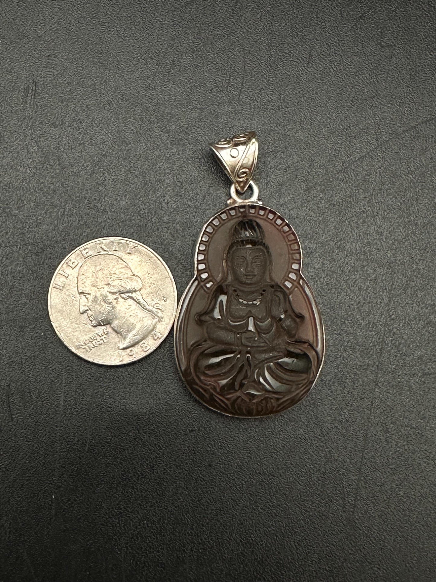 kwanyin,Quanyin, hand crafted smoky quartz crystal,sterling silver,Gwanyin Boddhisatva,god of compassion,Devine famine power,Himalayan