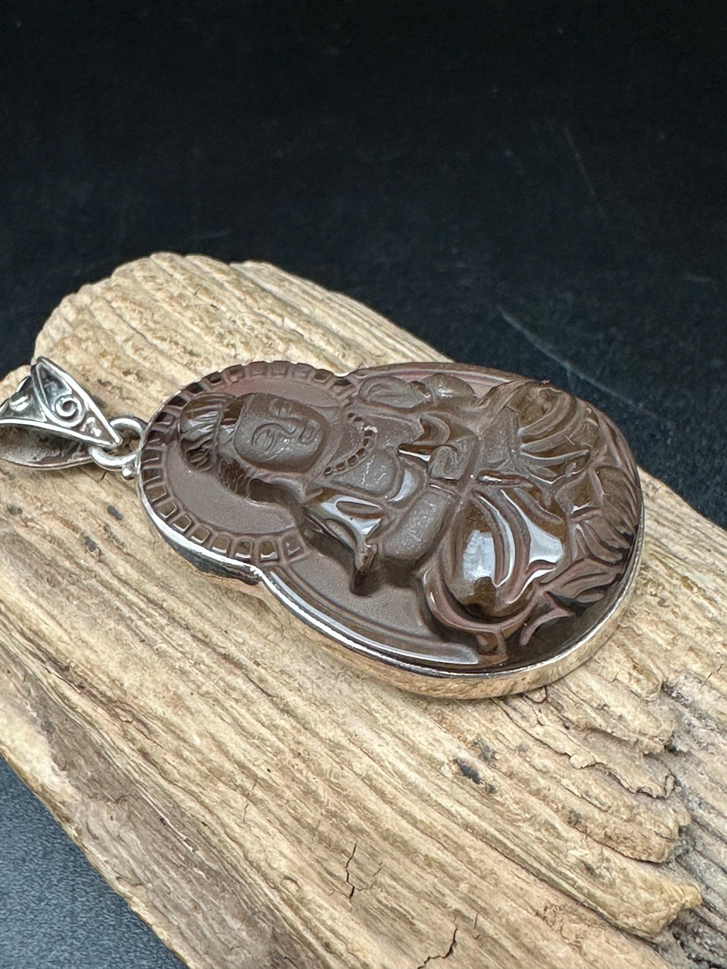 kwanyin,Quanyin, hand crafted smoky quartz crystal,sterling silver,Gwanyin Boddhisatva,god of compassion,Devine famine power,Himalayan