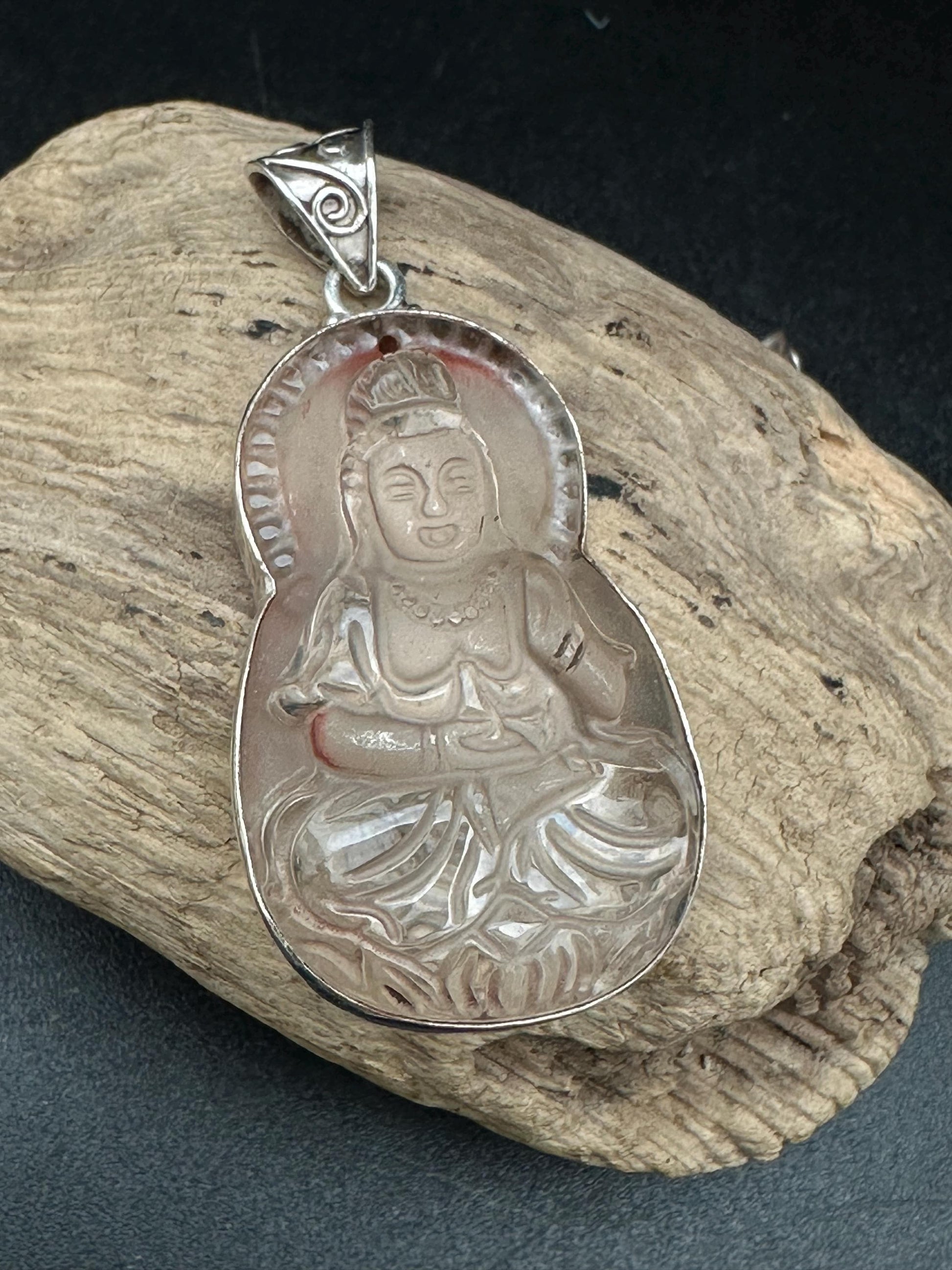 kwanyin,Quanyin, hand crafted, quartz crystal,sterling silver,Gwanyin Boddhisatva,god of compassion,Devine famine power,Himalayan,Nepalese