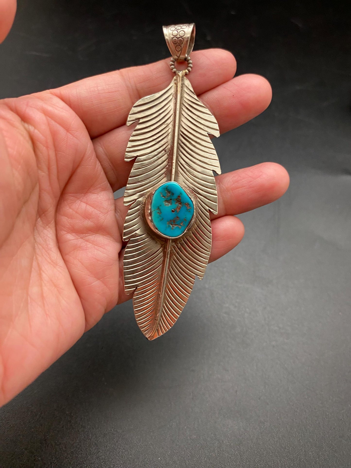 feather pendant, handcrafted ,tibetan silver, turquoise pendant,tibetan repouse silver,Nepalese