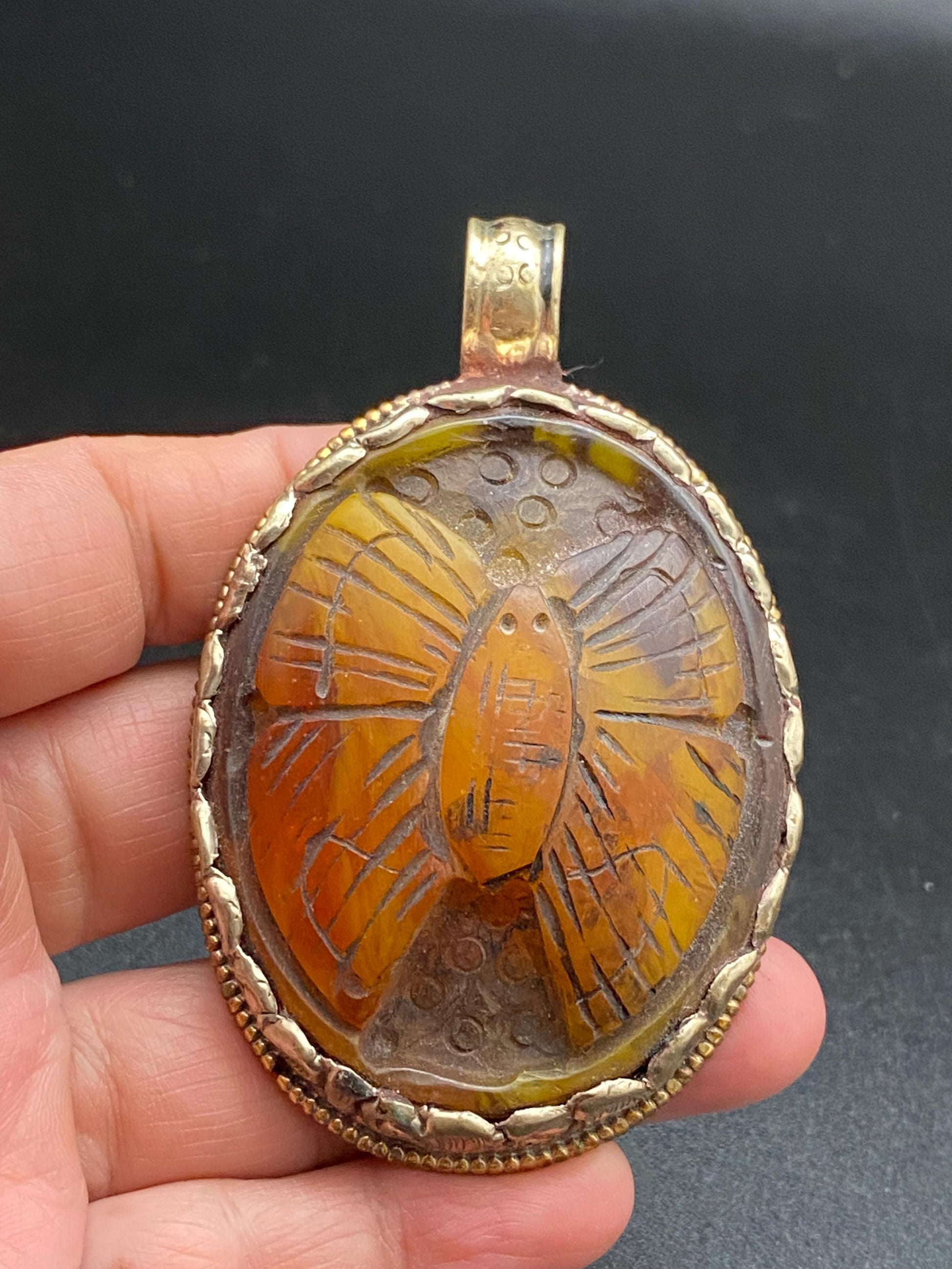 butterfly pendant, resin,handcrafted,tibetan silver, ethnic style, nepalese
