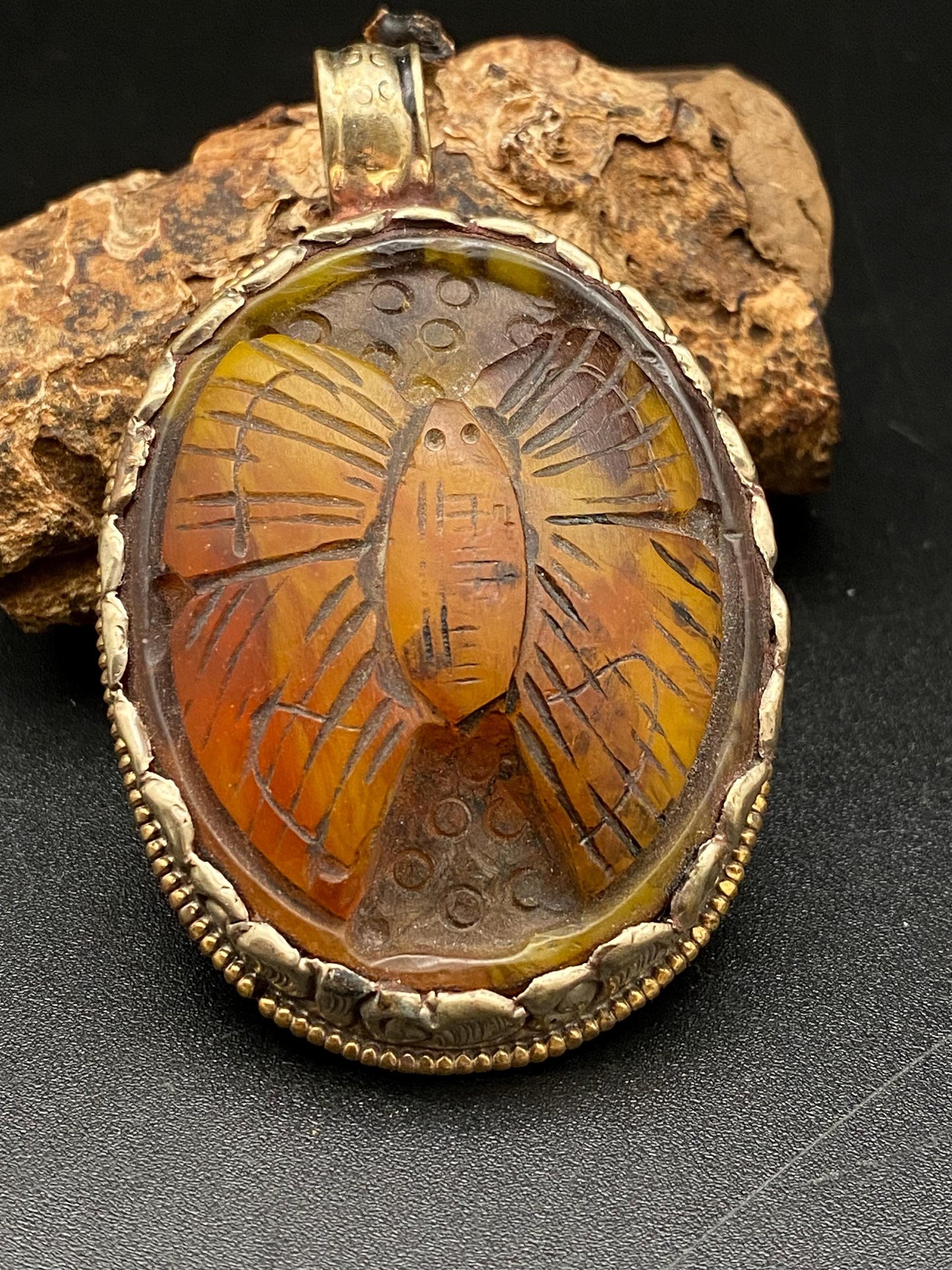 butterfly pendant, resin,handcrafted,tibetan silver, ethnic style, nepalese