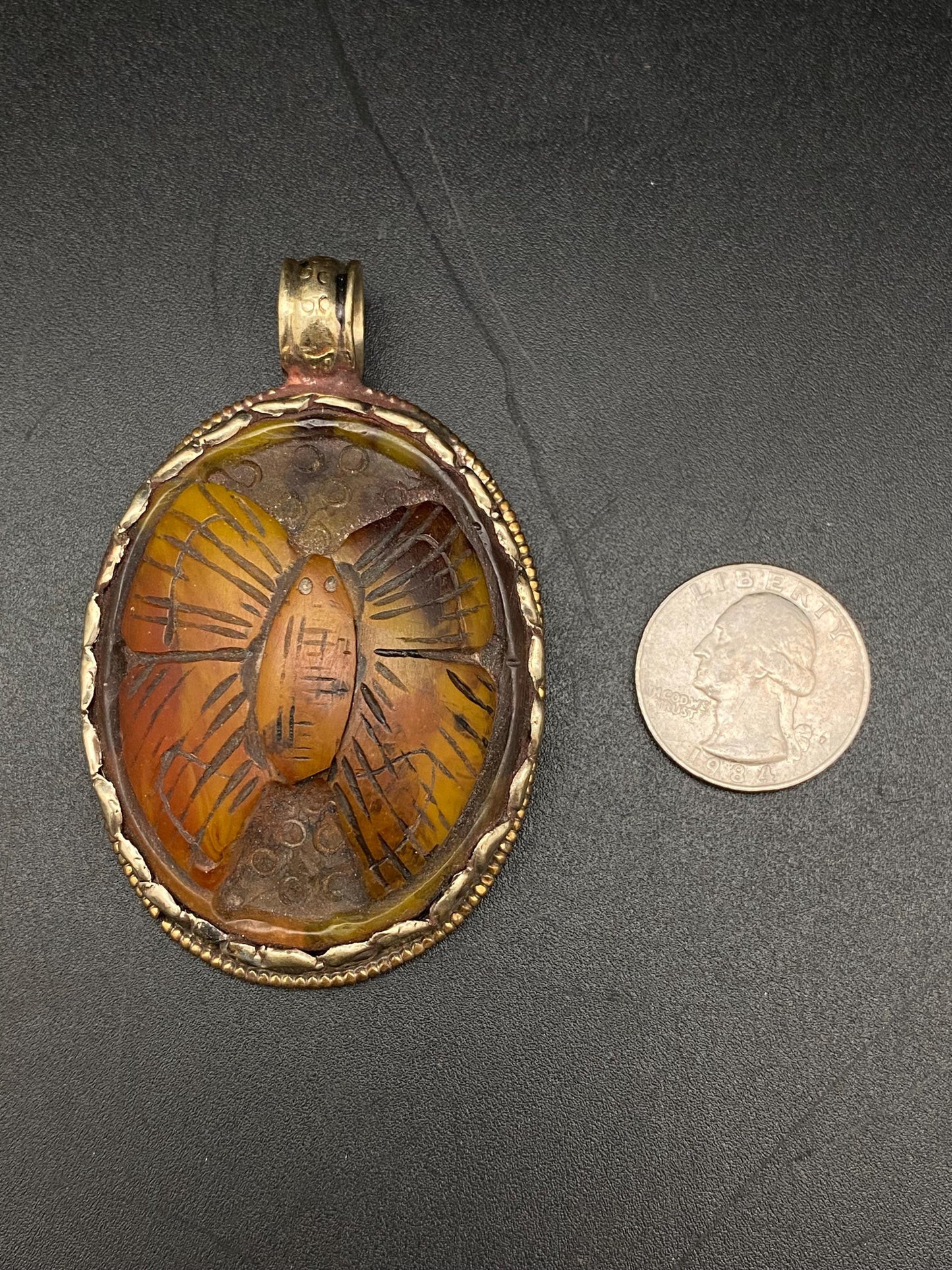 butterfly pendant, resin,handcrafted,tibetan silver, ethnic style, nepalese
