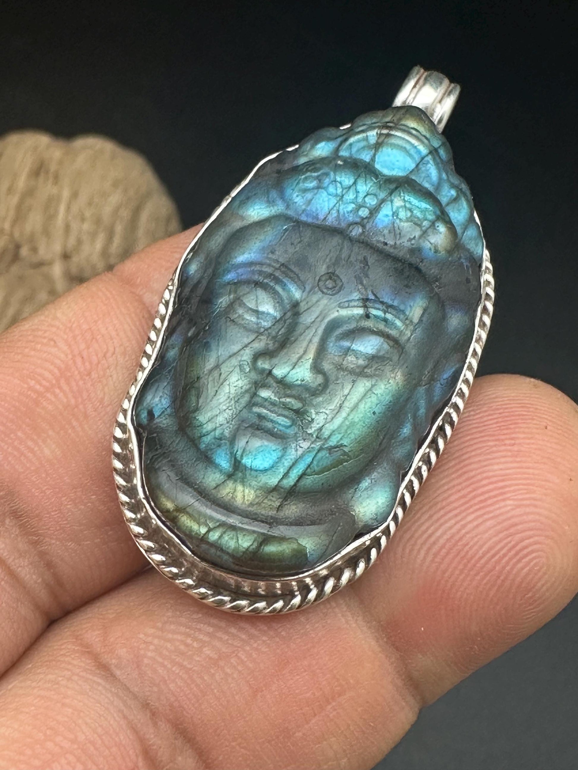 Kwanyin,Quanyin,Guanyin, Boddhisatva pendant, labradorite handcrafted,sterling silver,God of compassion,Divine feminine power pendant,