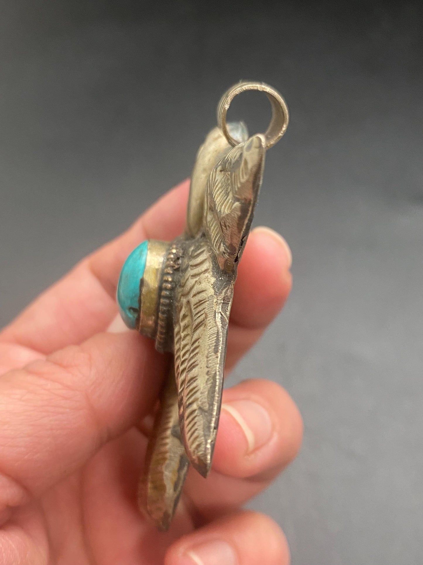 bird pendant,howlite turquoise, handcrafted,Tibetan silver,ethnic style,Nepalese