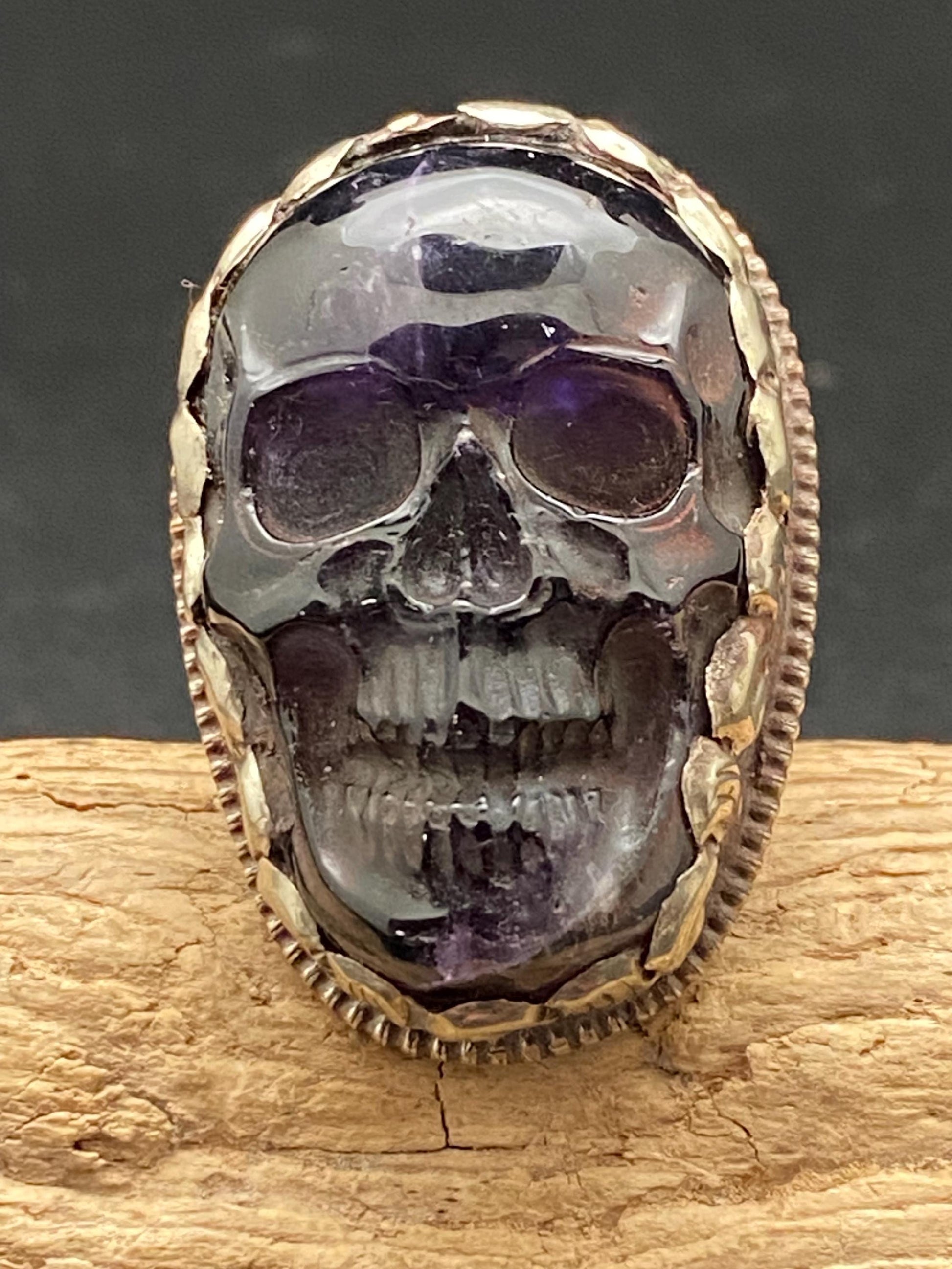 Skull ring,amethyst ring,handcrafted,Tibetan silver,Ethnic style,Himalayan Nepalese,adjustable